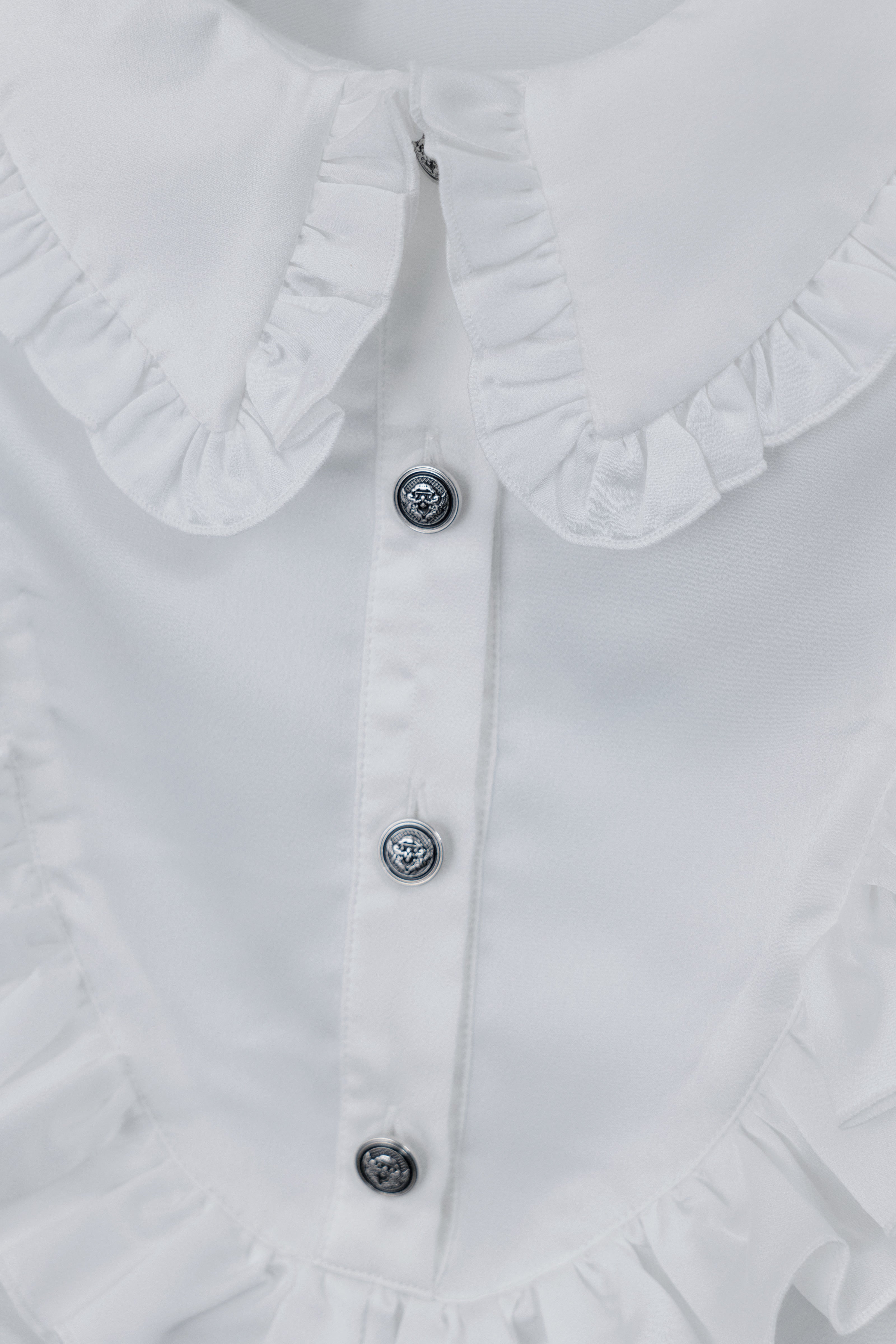 doll chiffon puff blouse white