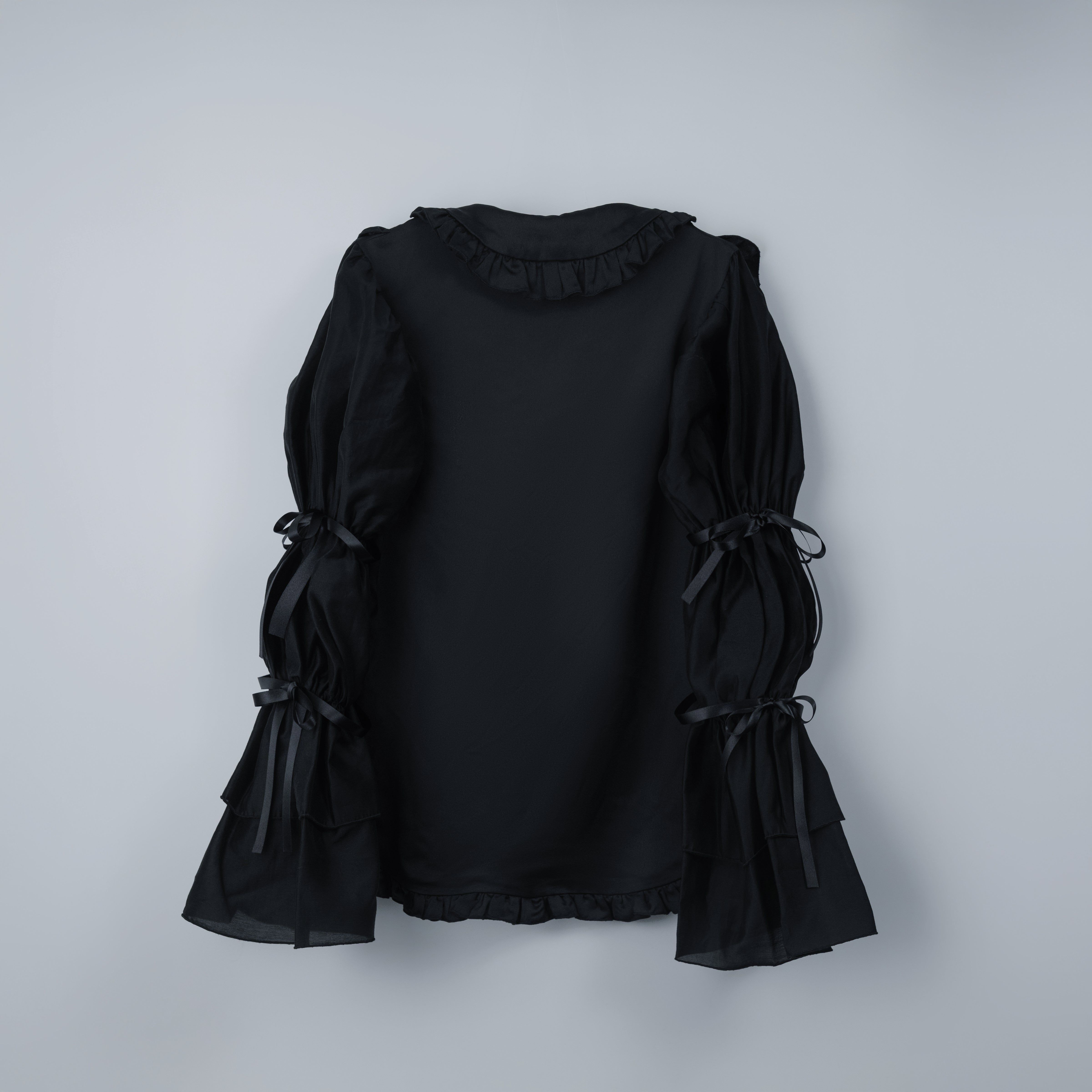 doll chiffon puff blouse black