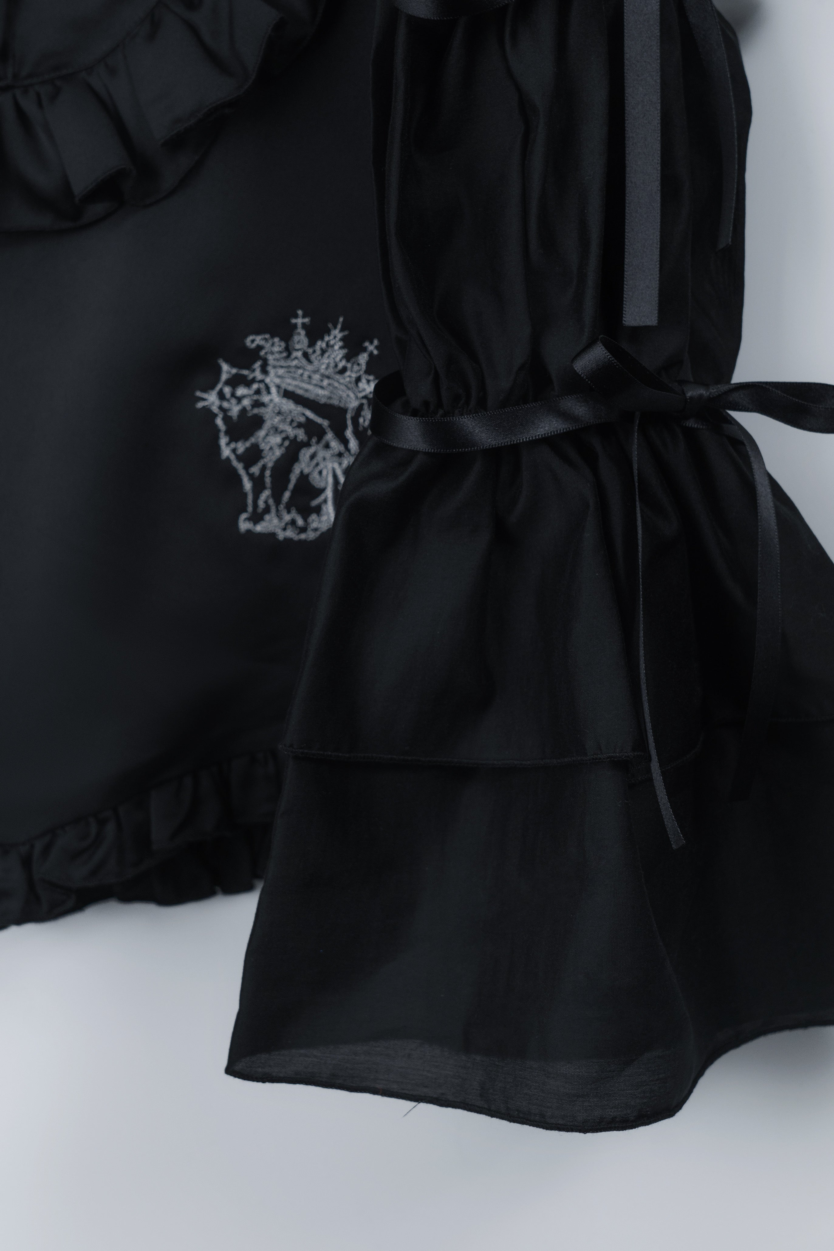 doll chiffon puff blouse black