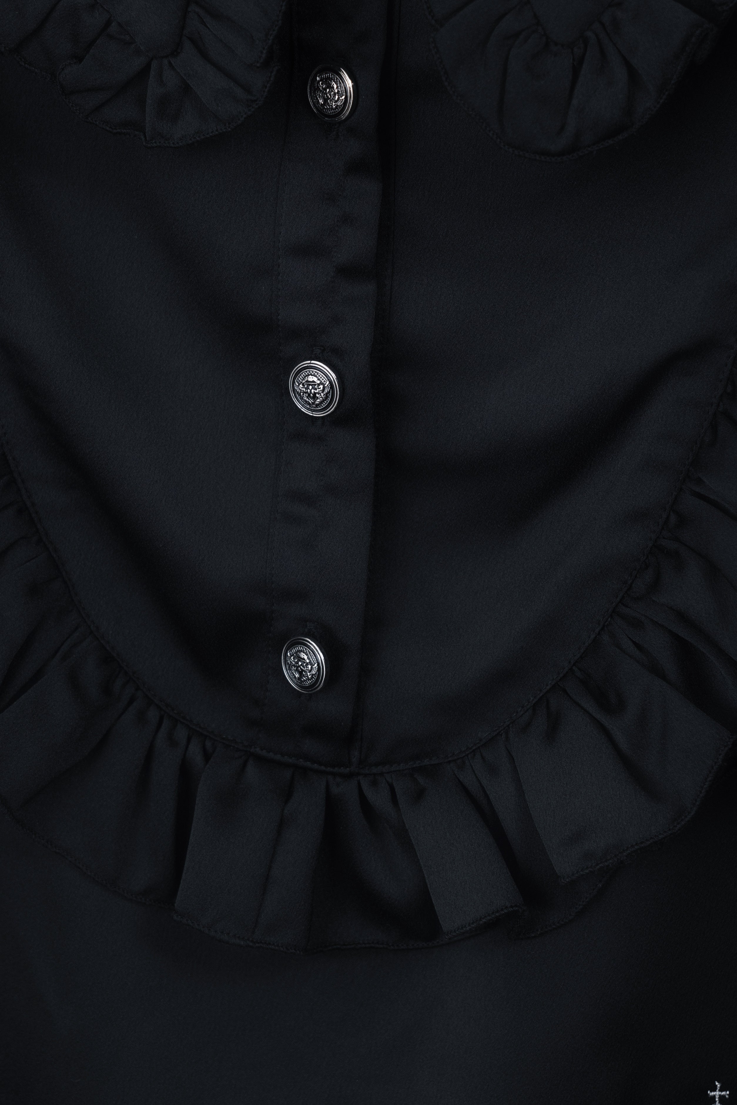 doll chiffon puff blouse black