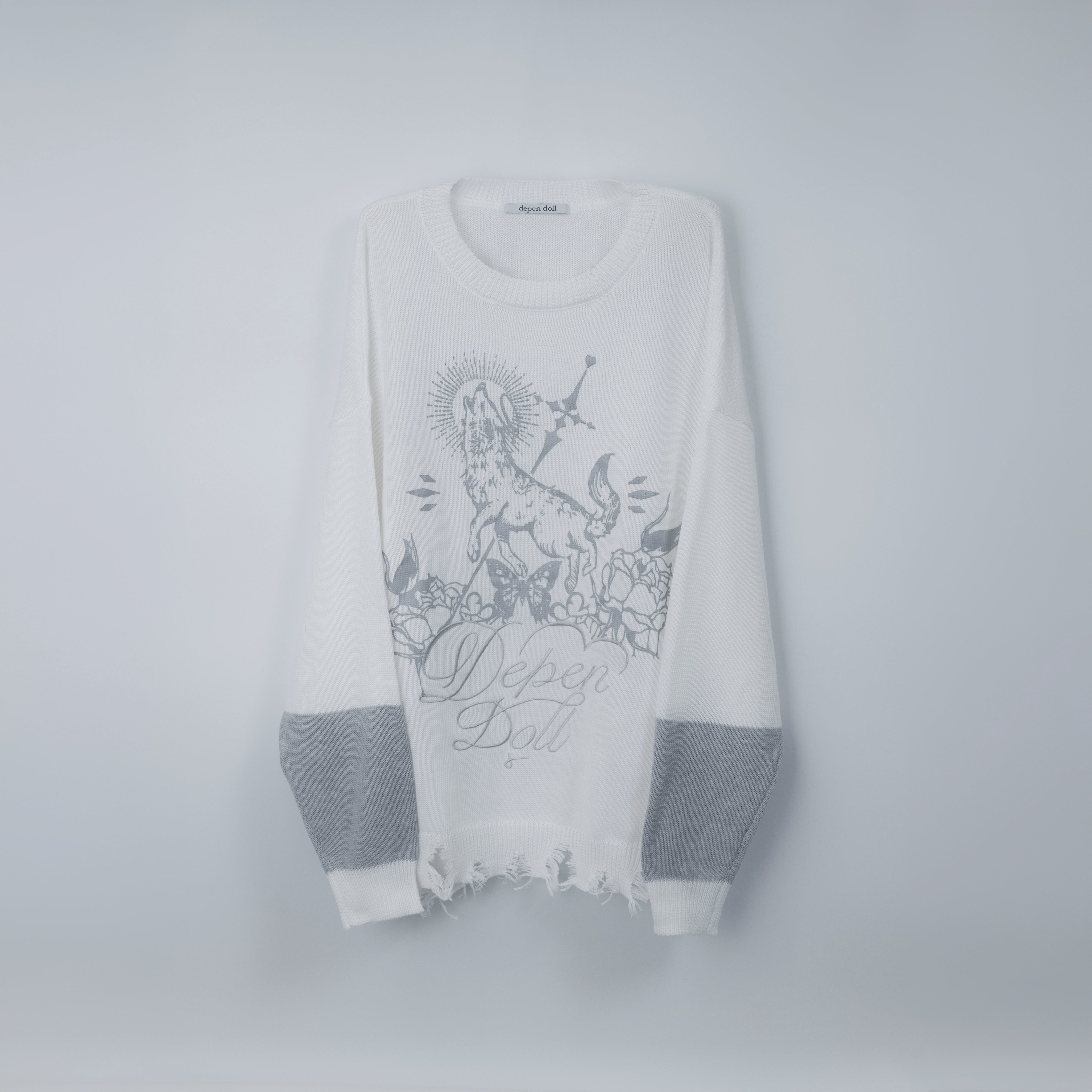 dd wolf knit sweater white