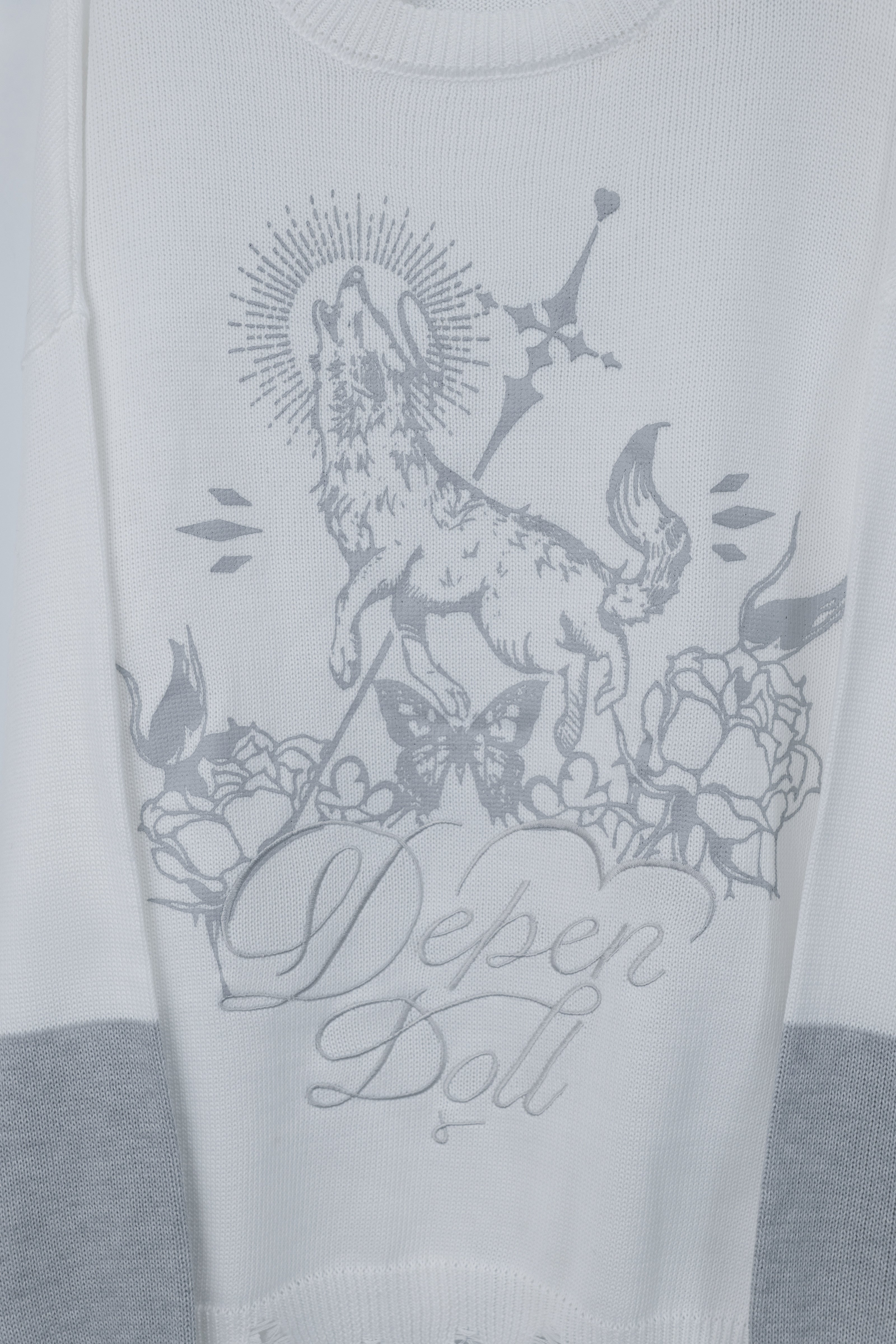 dd wolf knit sweater white