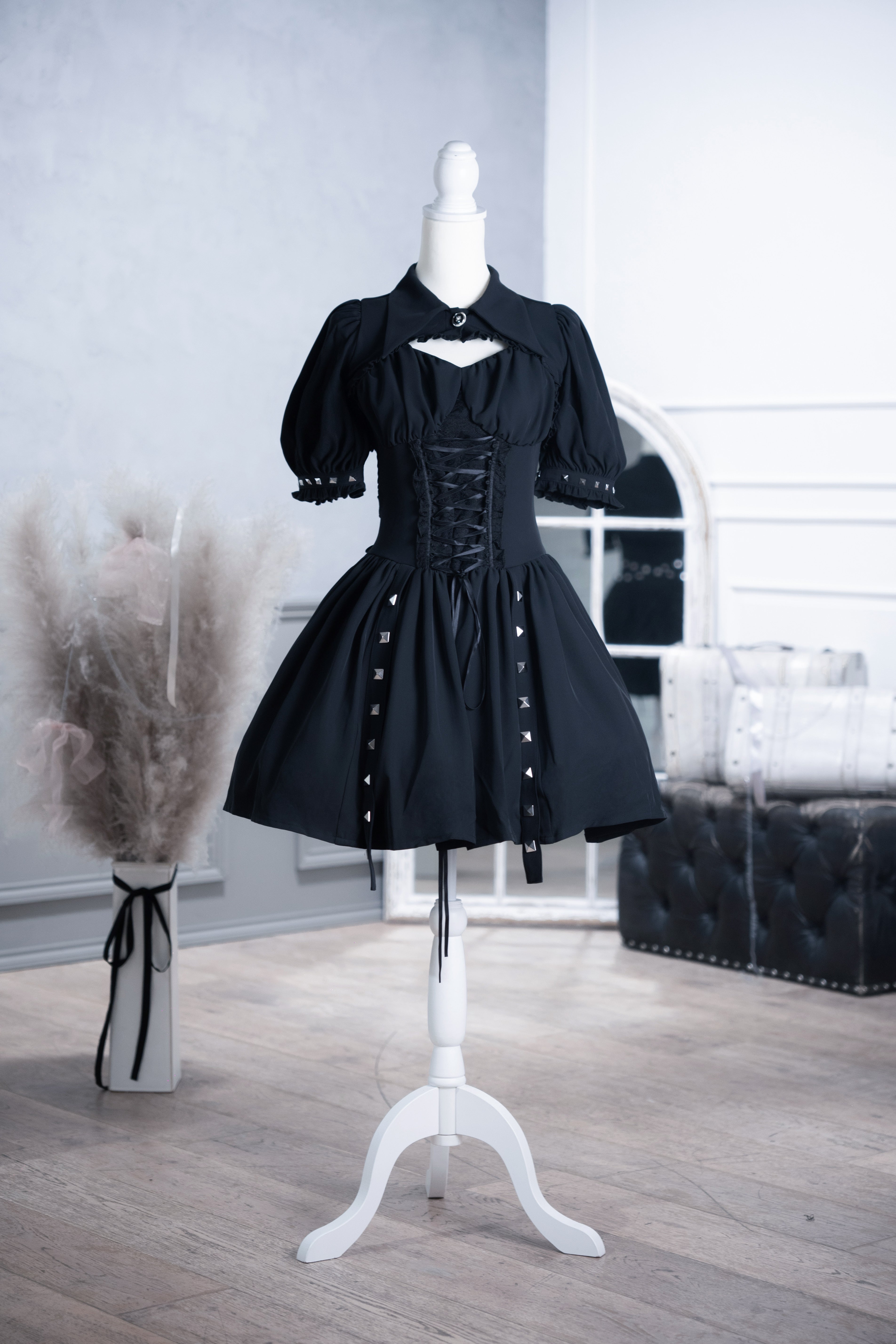 dd studs puff dress set