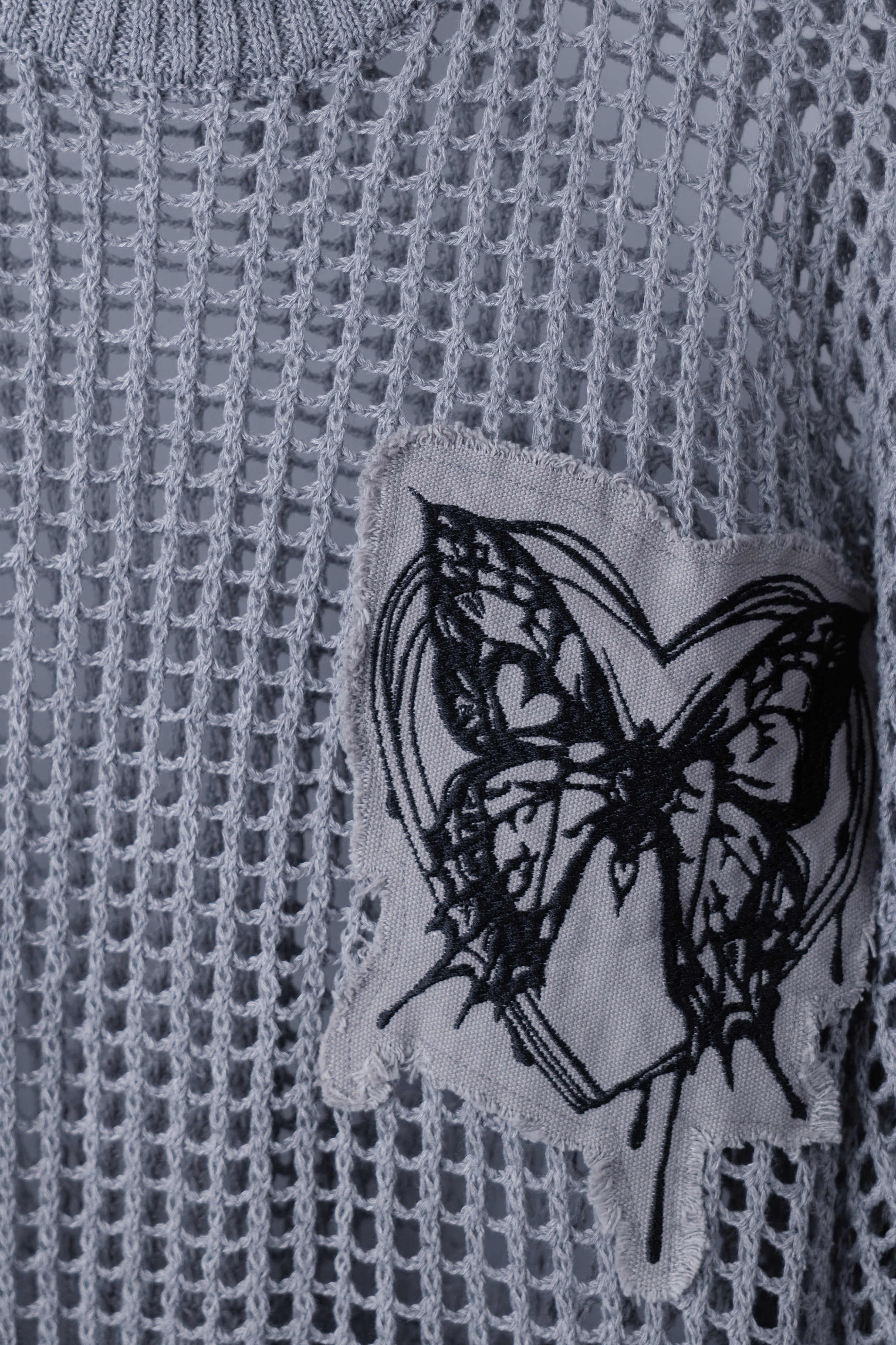 butterfly doll mesh short tops gray