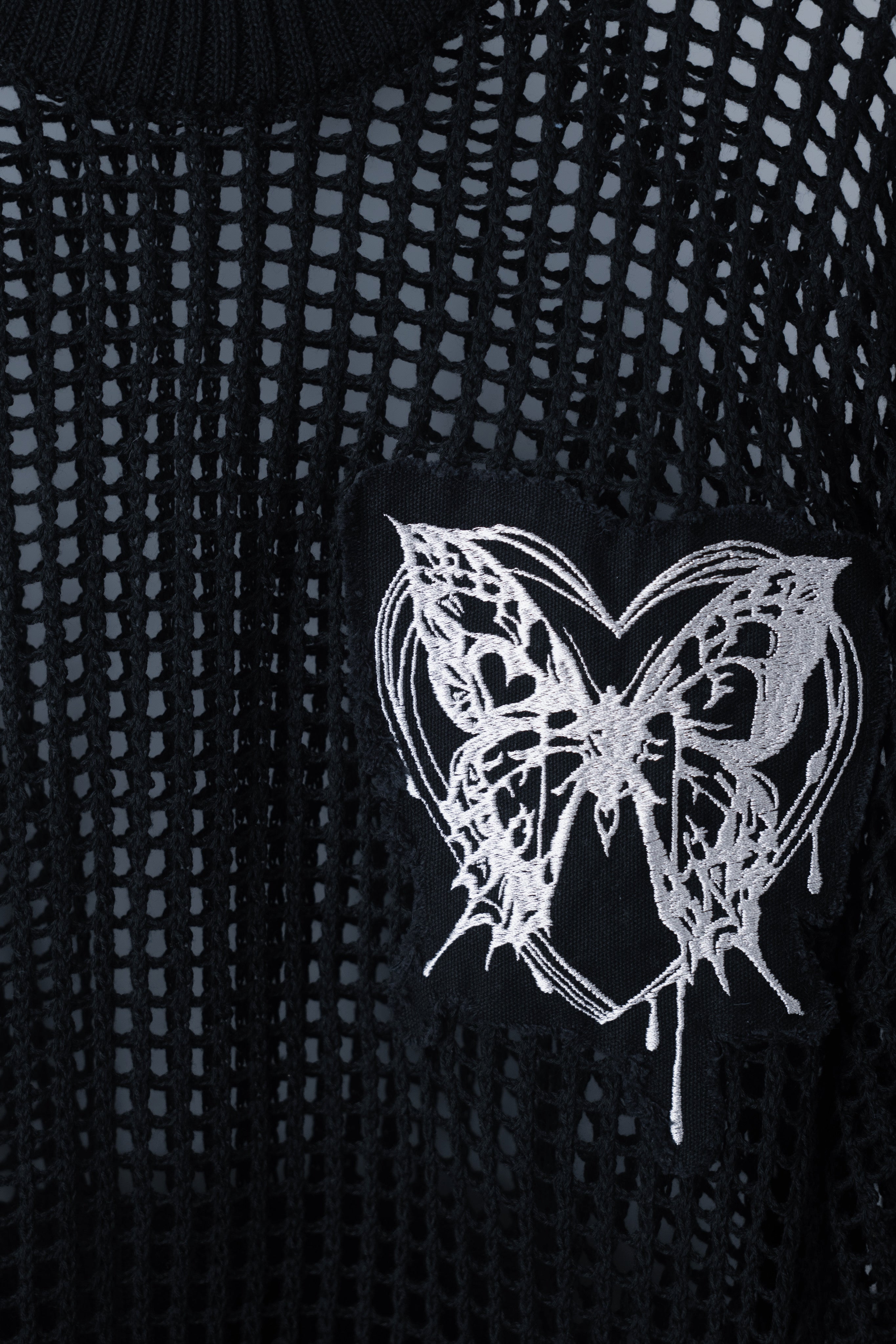 butterfly doll mesh short tops black