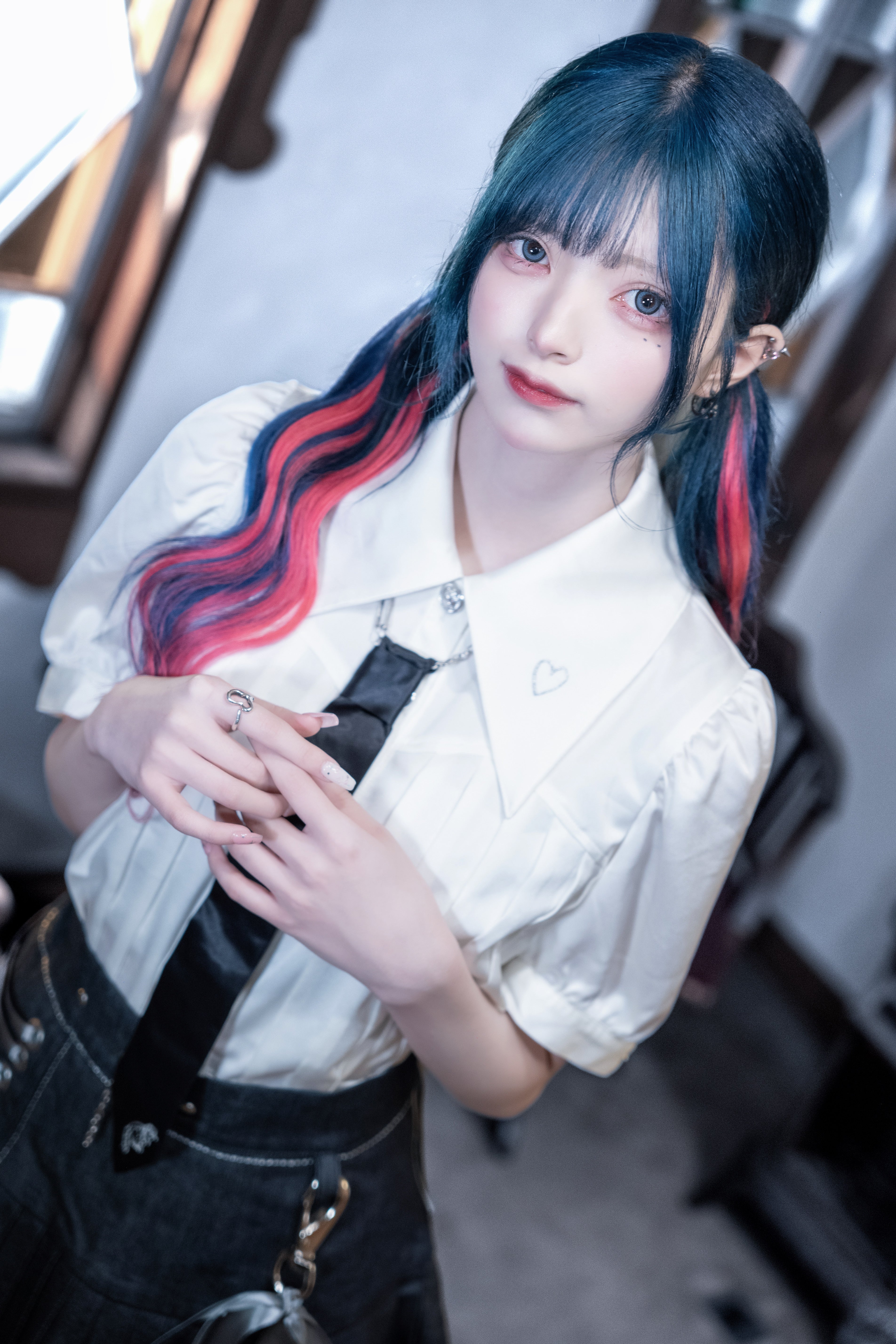 pleats puff blouse white