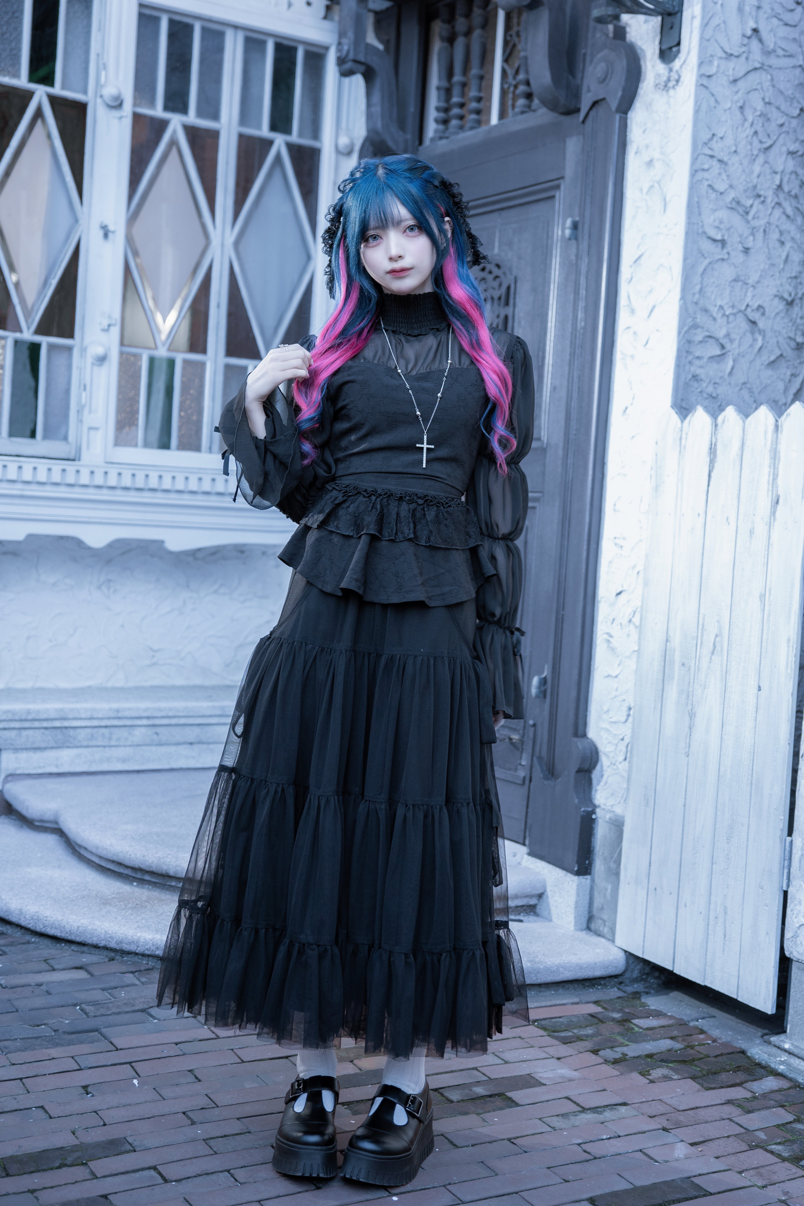 doll candy jacquard tops black