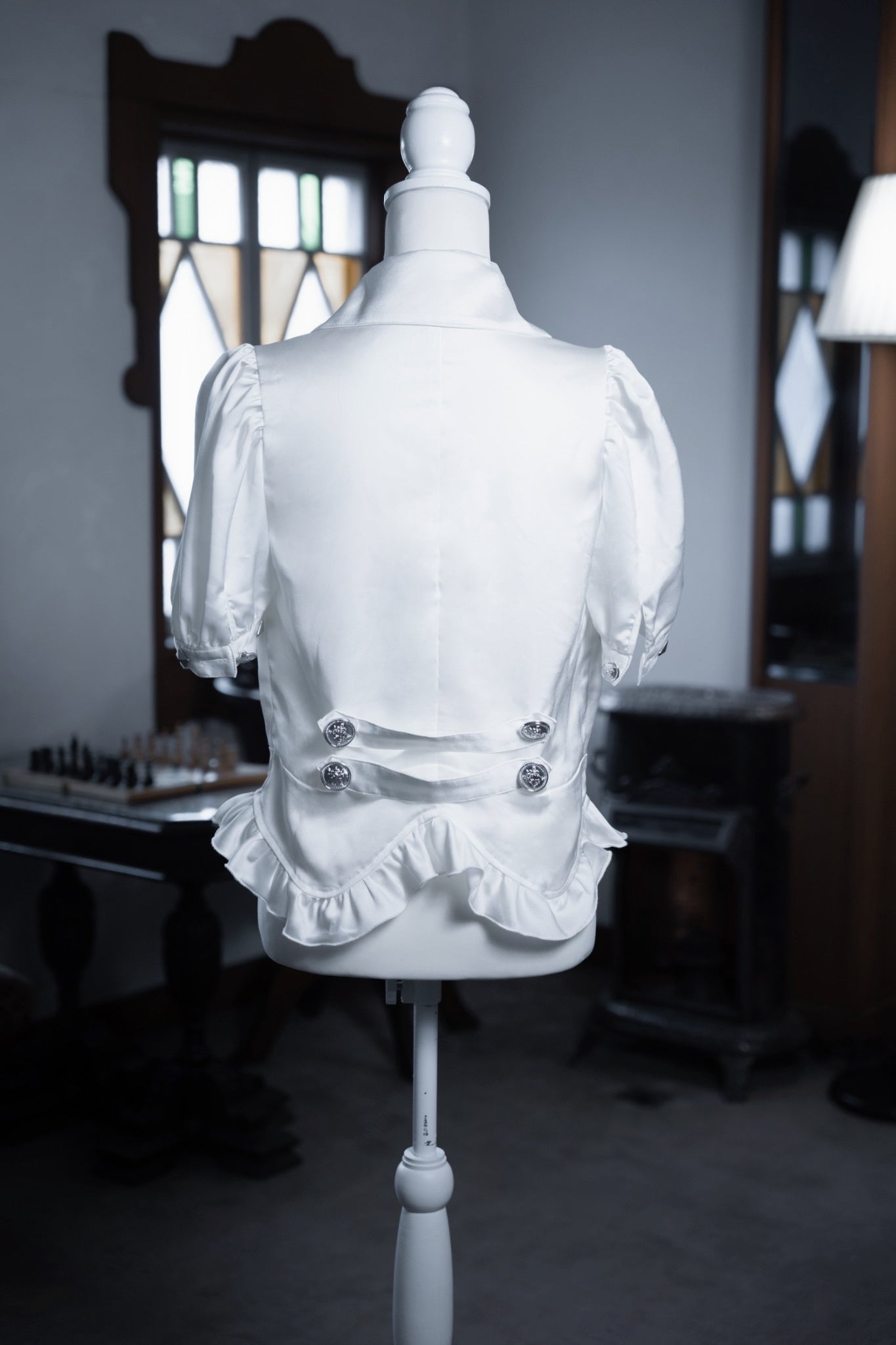 pleats puff blouse white