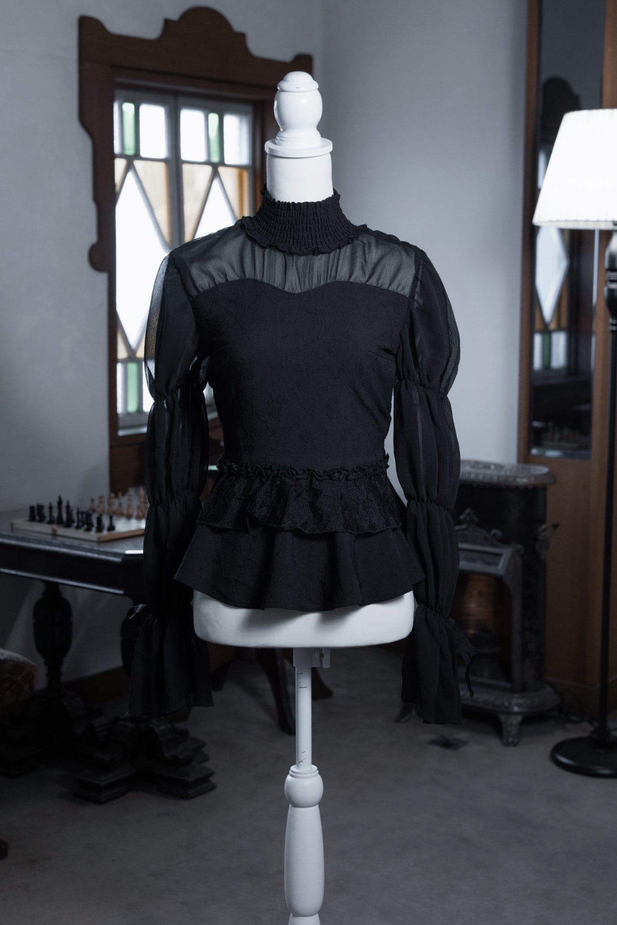 doll candy jacquard tops black