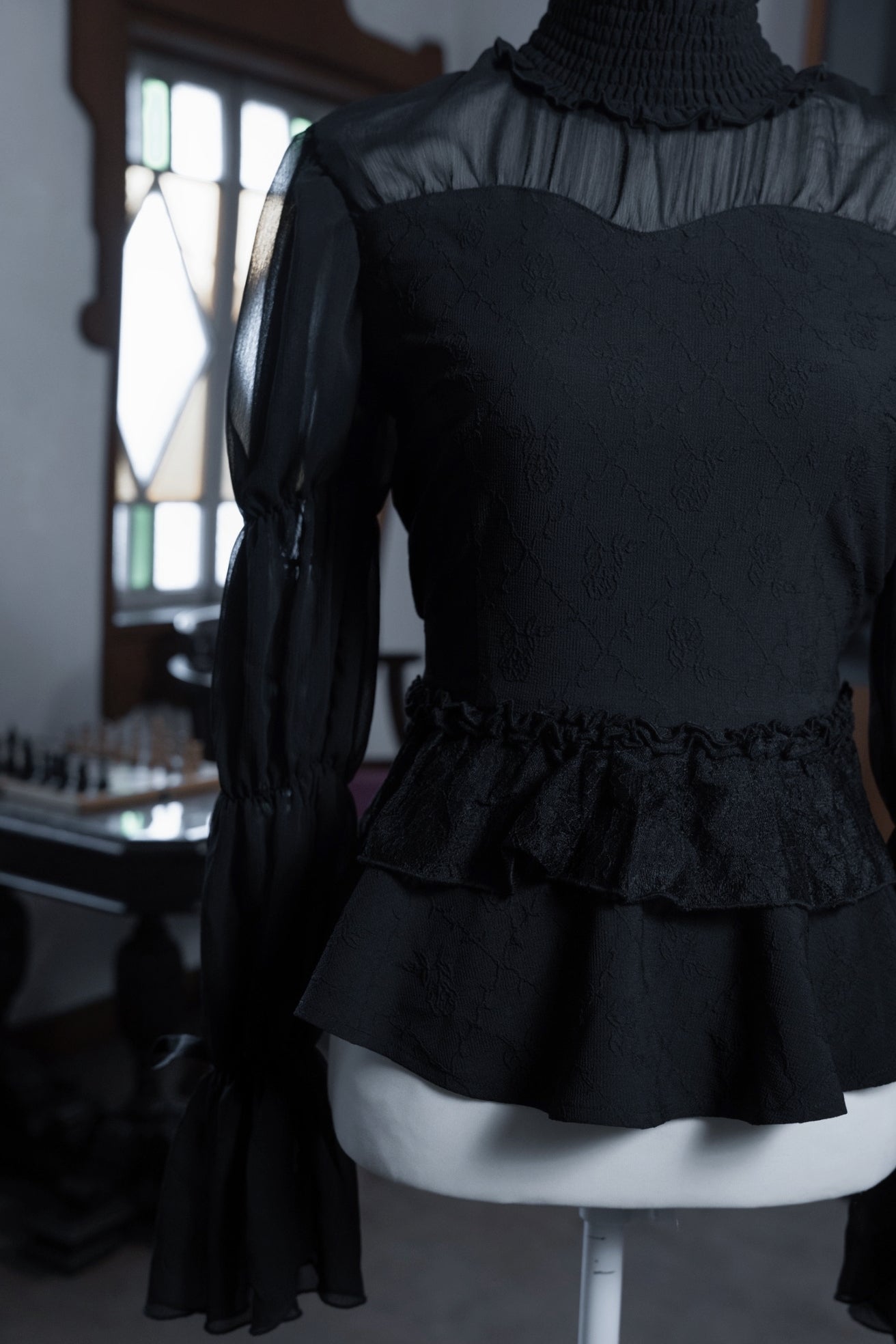 doll candy jacquard tops black