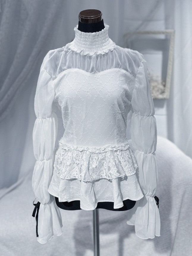 doll candy jacquard tops white