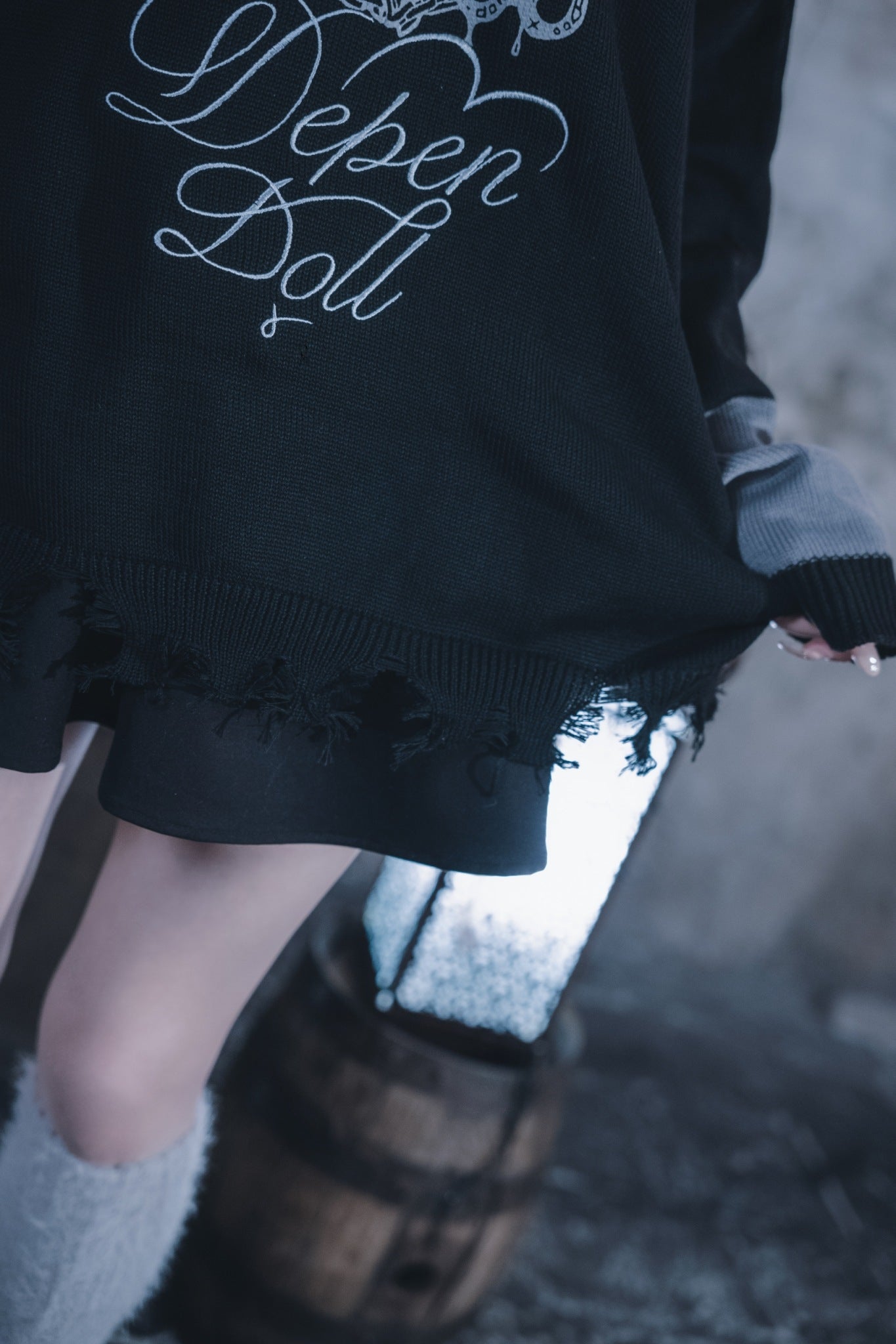 dd cat knit sweater black