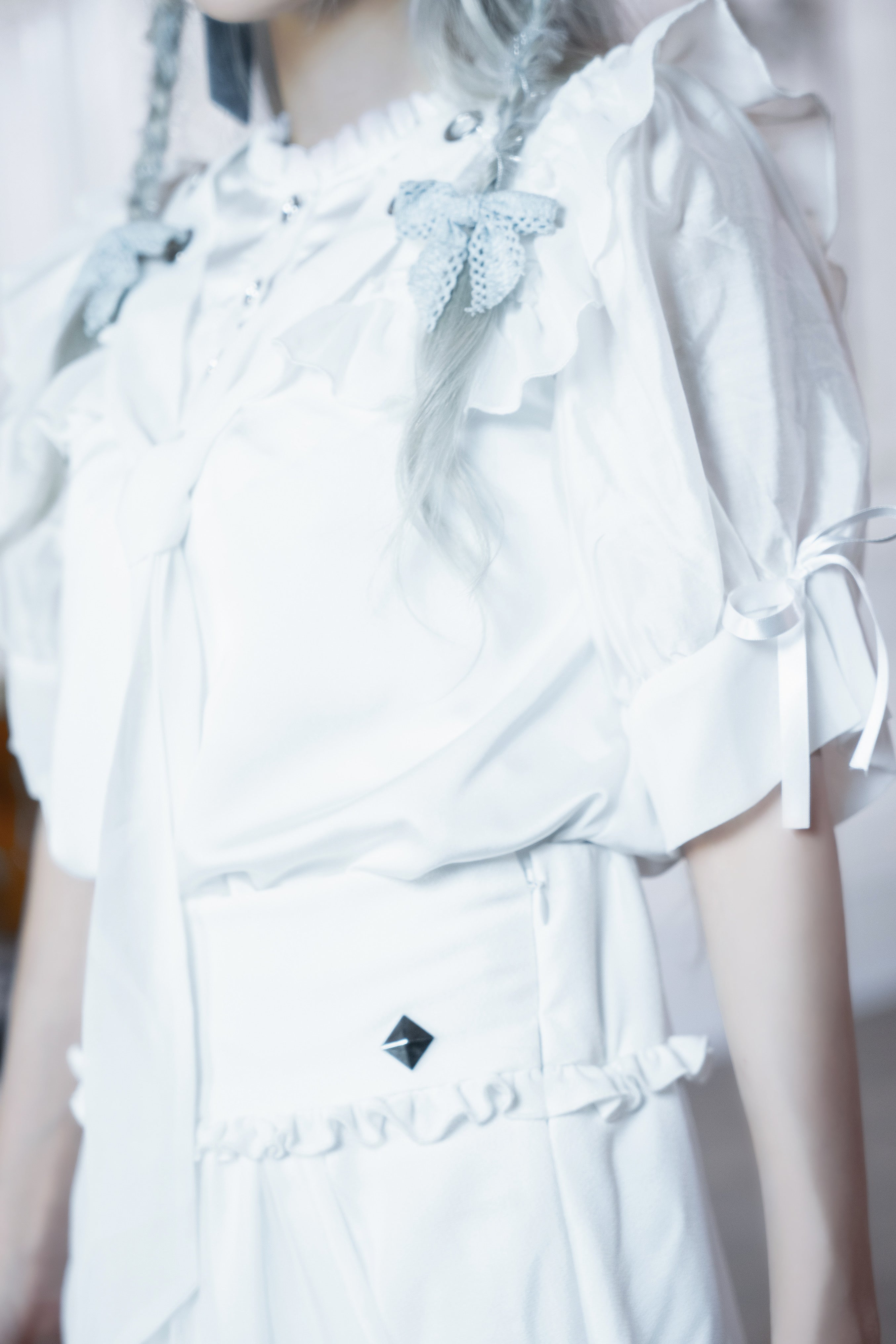 dd side ribbon tulle skirt white