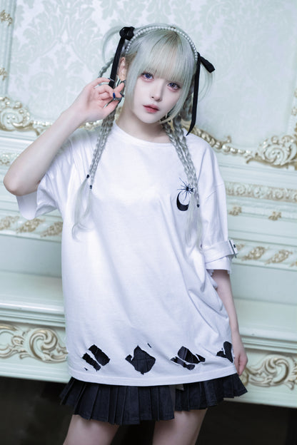 dd moon star Tee white