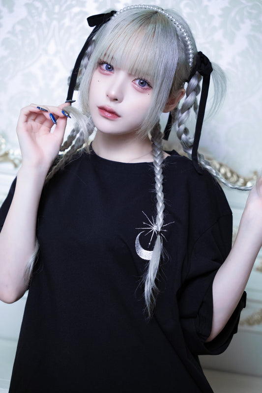 dd moon star Tee black