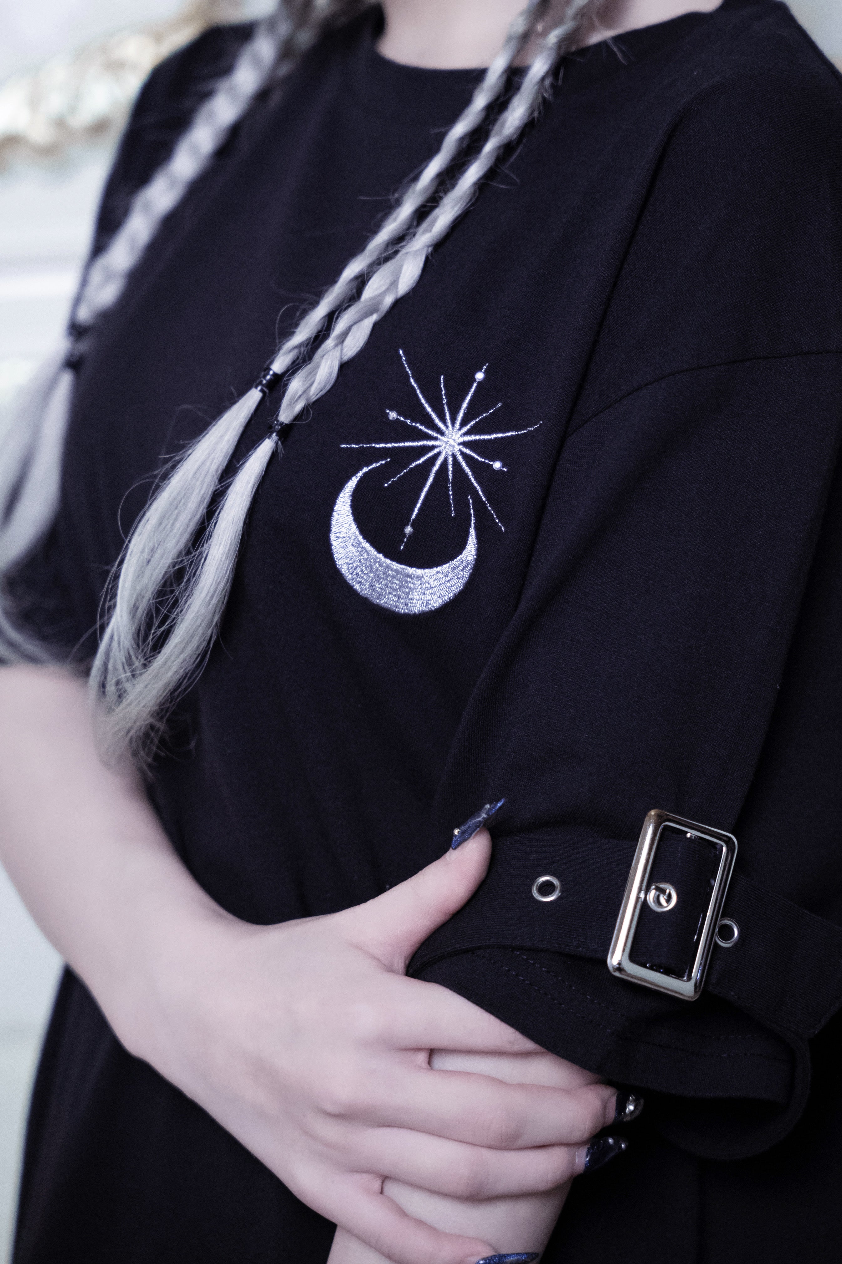 dd moon star Tee black