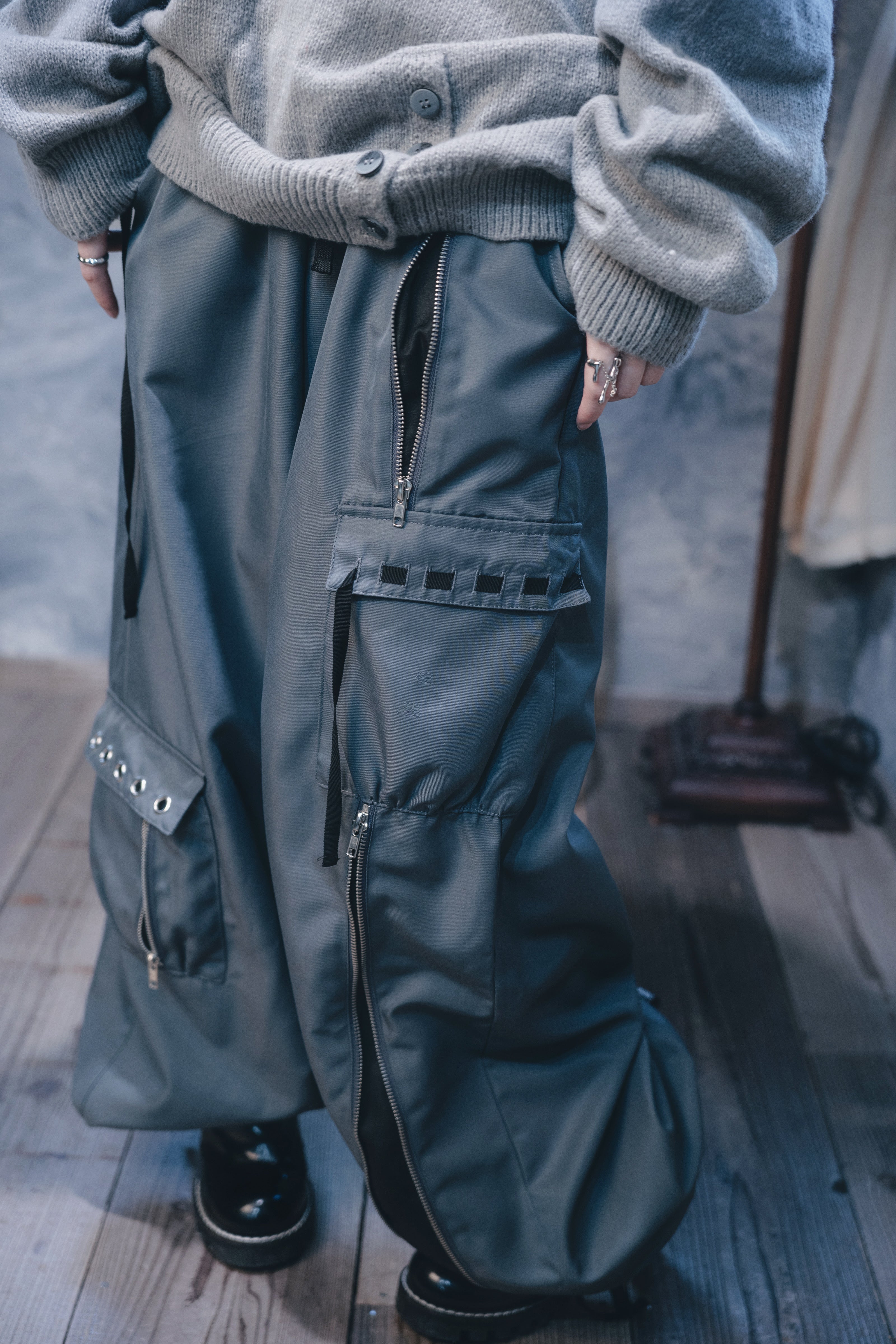 dd zip cargo pants gray