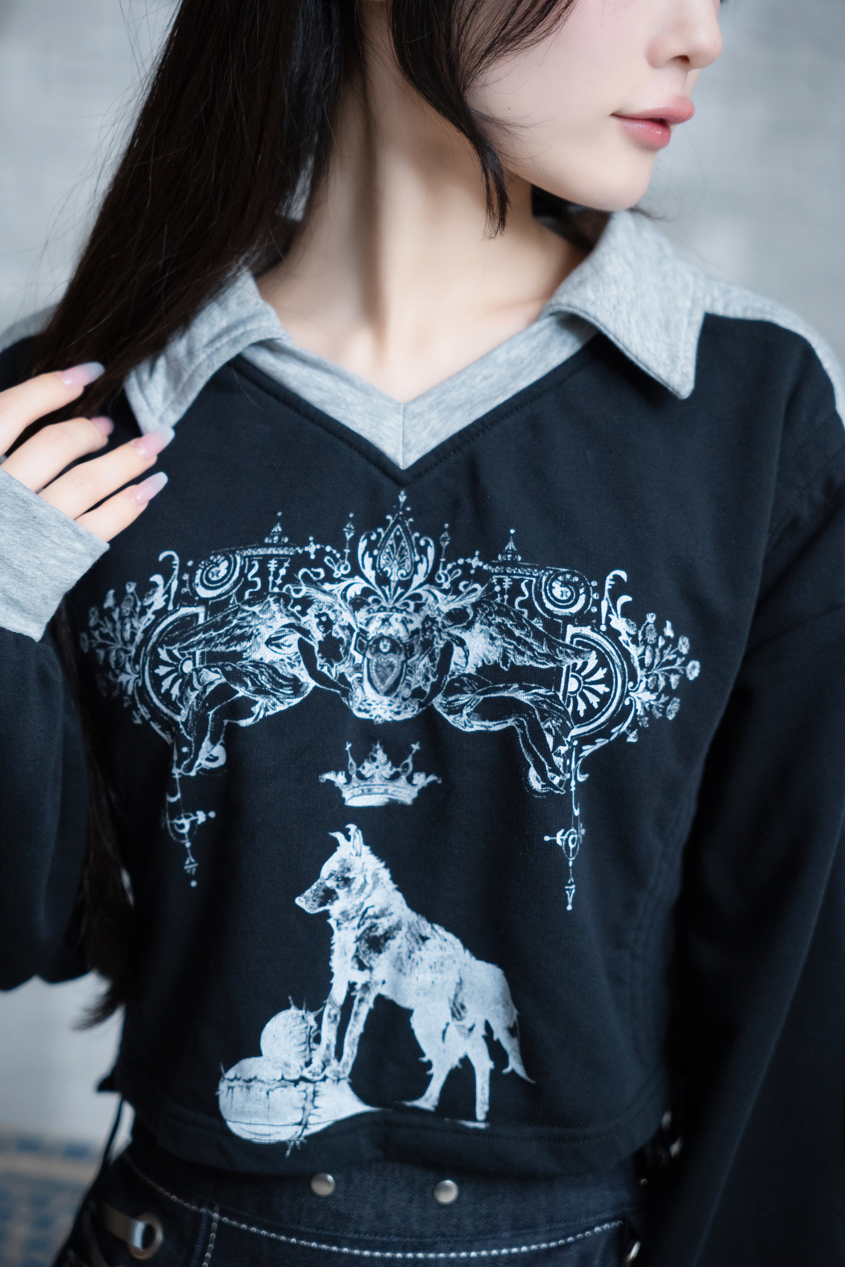 dd wolf sweat polo shirt black