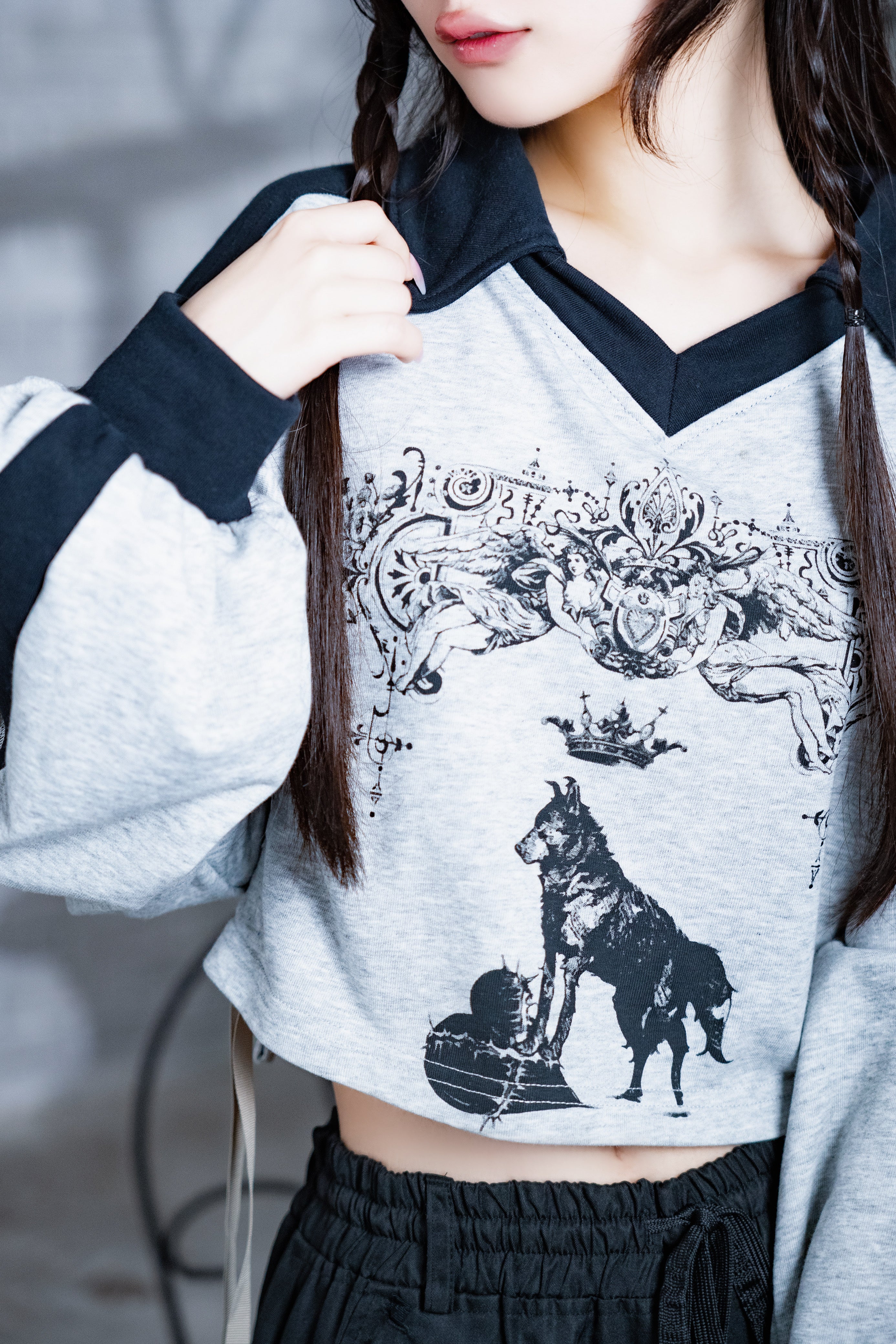 dd wolf sweat polo shirt gray