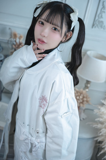 dd double ribbon blouson white