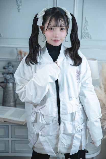 dd double ribbon blouson white