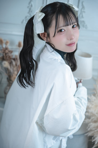 dd double ribbon blouson white