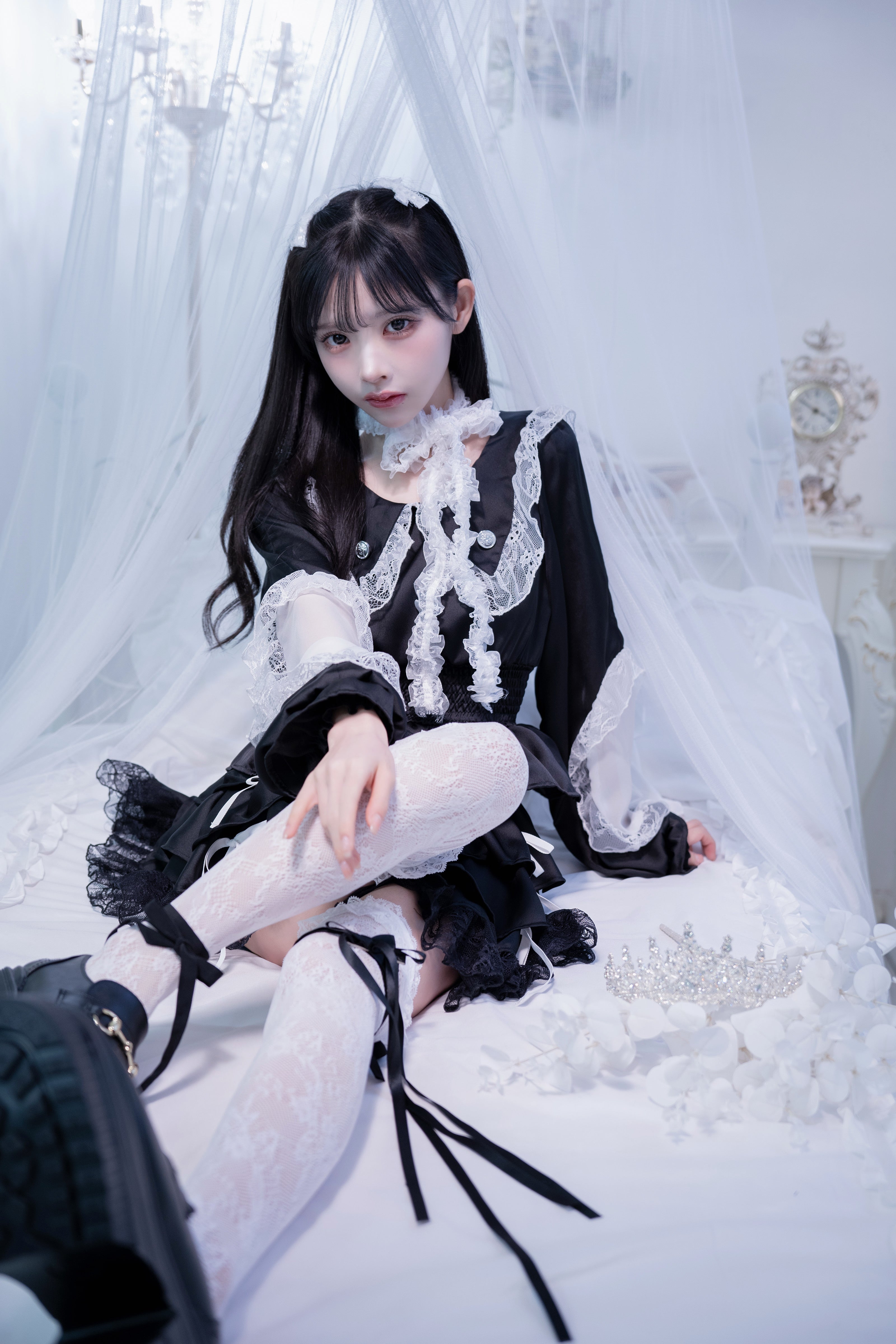 sailor collar frill doll tops black