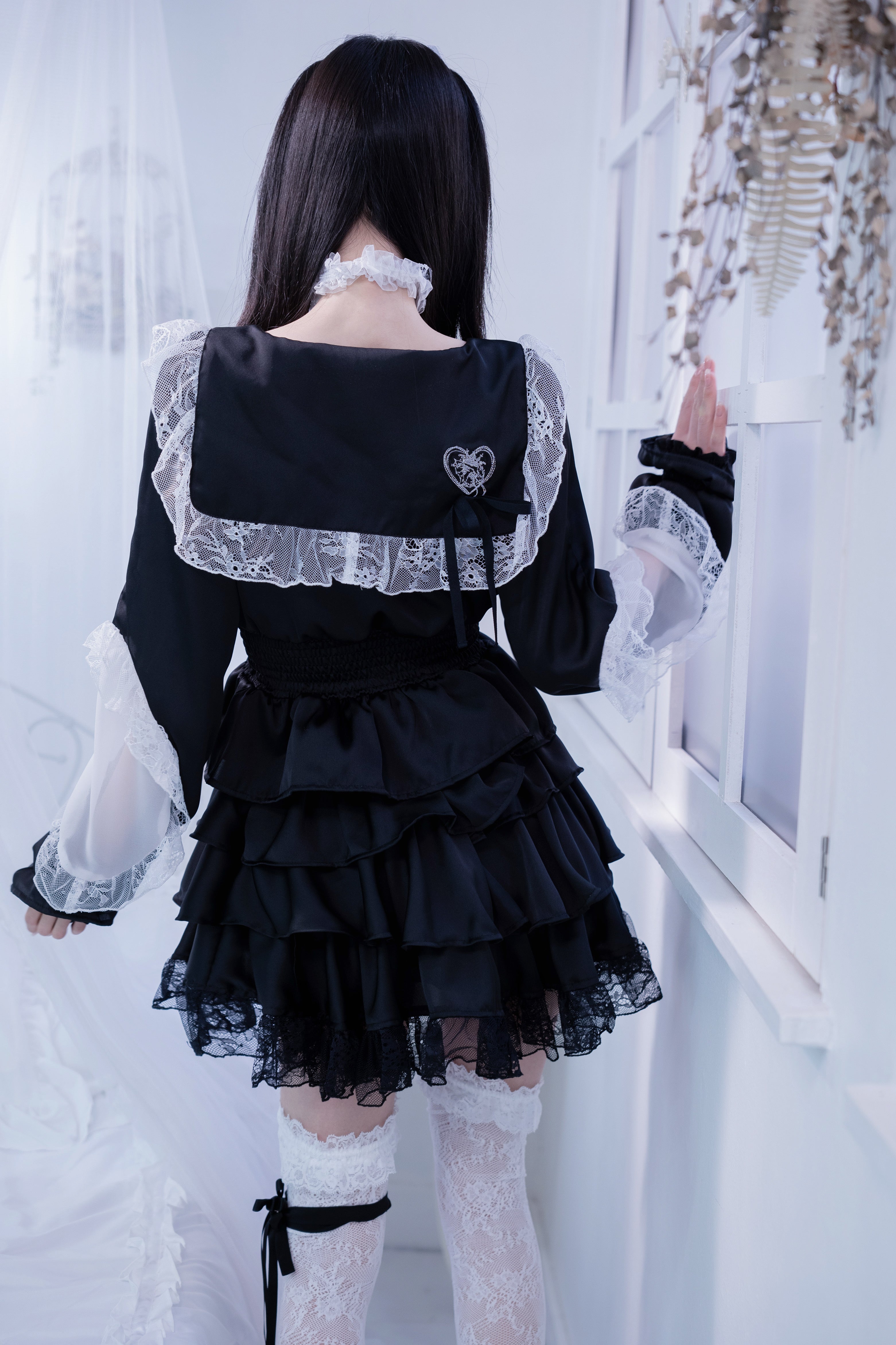 sailor collar frill doll tops black