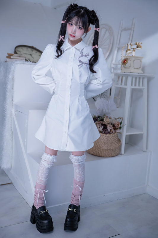 doll cat shirt onepiece white