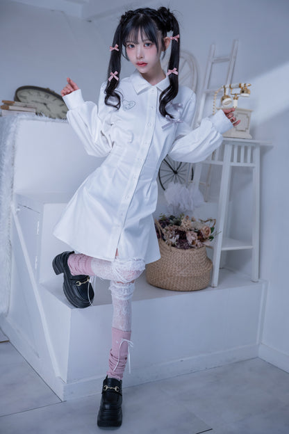 doll cat shirt onepiece white