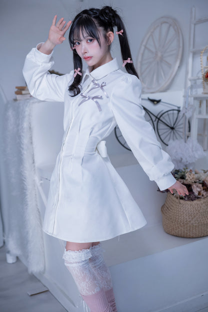 doll cat shirt onepiece white
