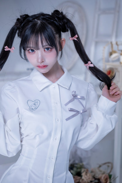 doll cat shirt onepiece white