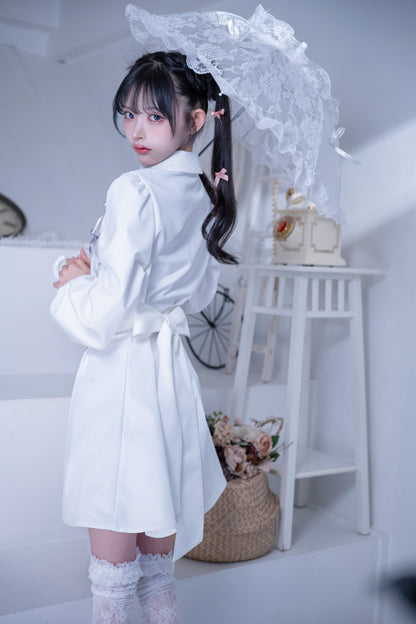 doll cat shirt onepiece white