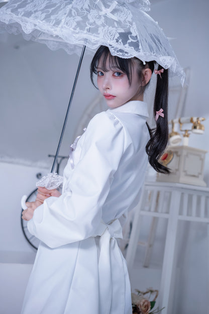 doll cat shirt onepiece white