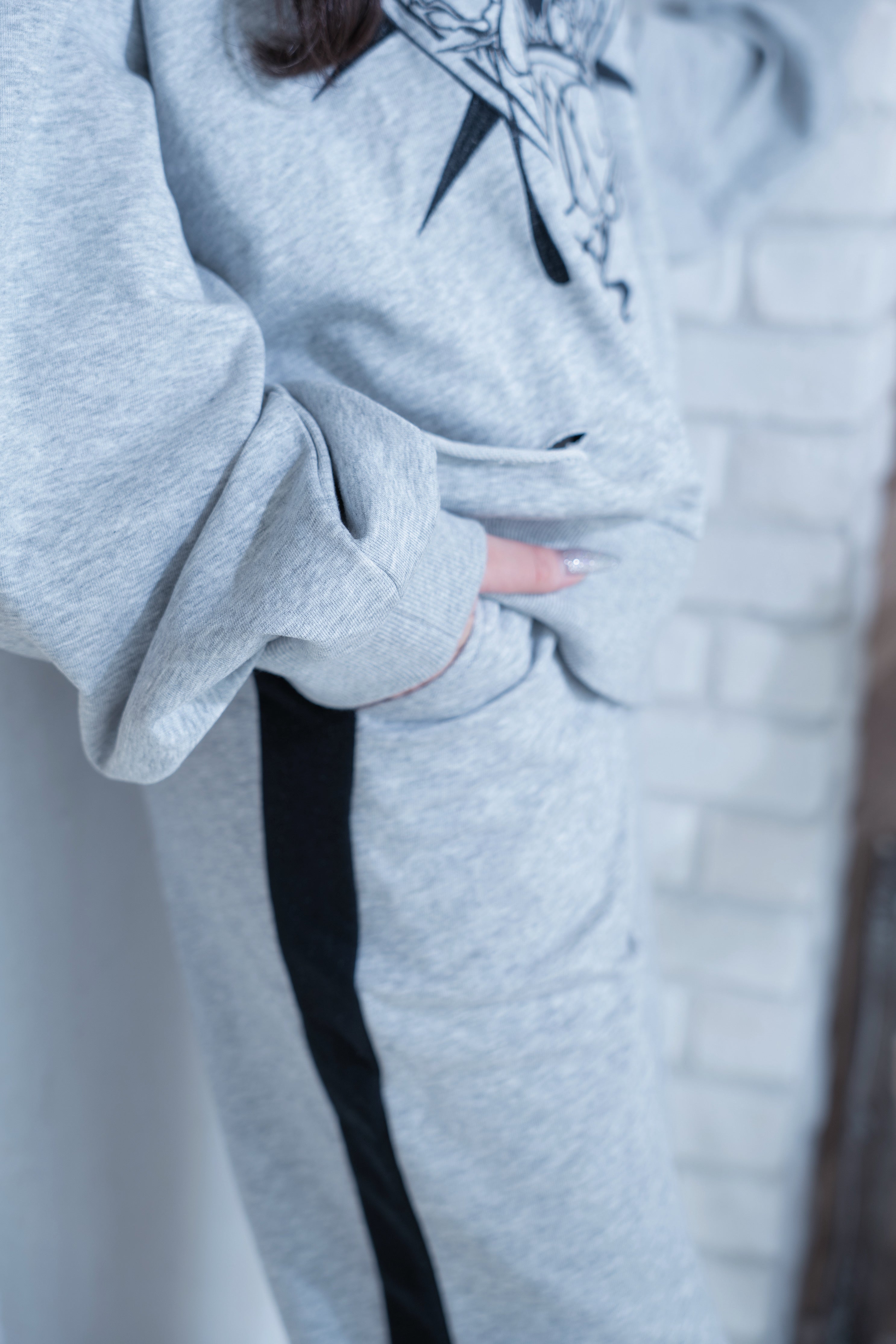 dd line belt sweat pants gray
