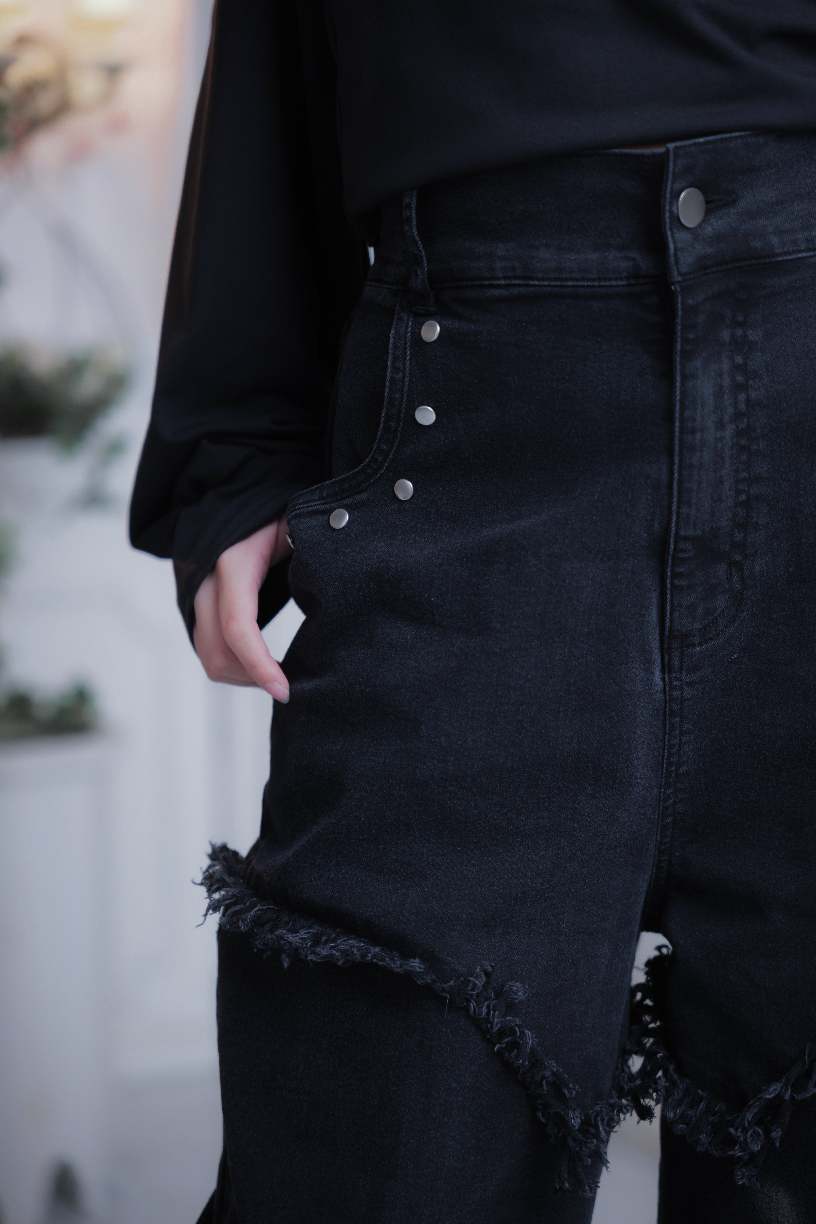 パンツ DISEL BLACK damage denim dd paint damage denim black