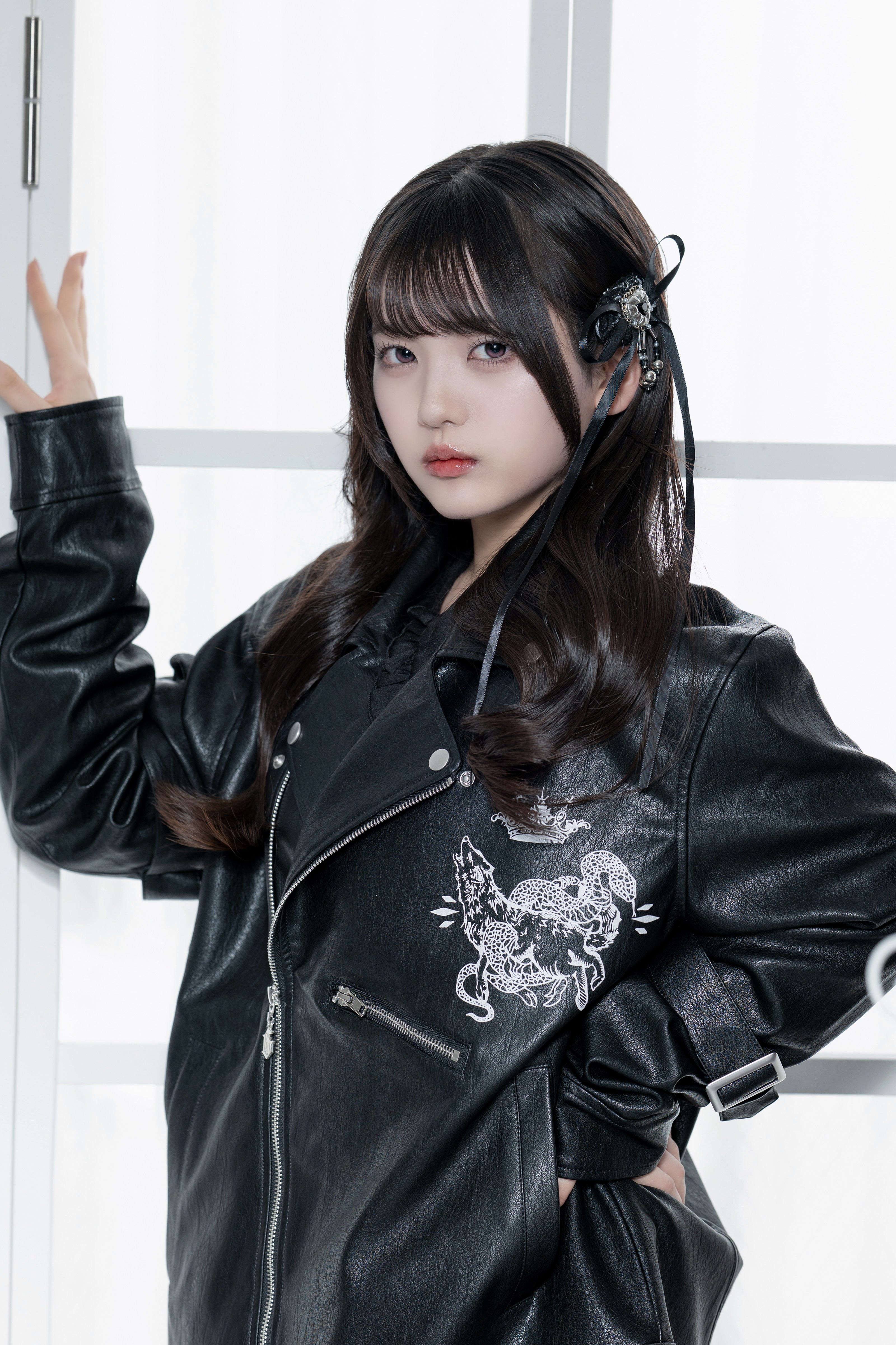 gibous×dependoll wolf snake leather jacket