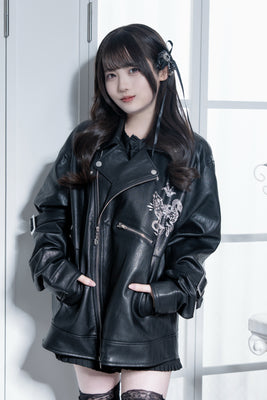 gibous×dependoll wolf snake leather jacket