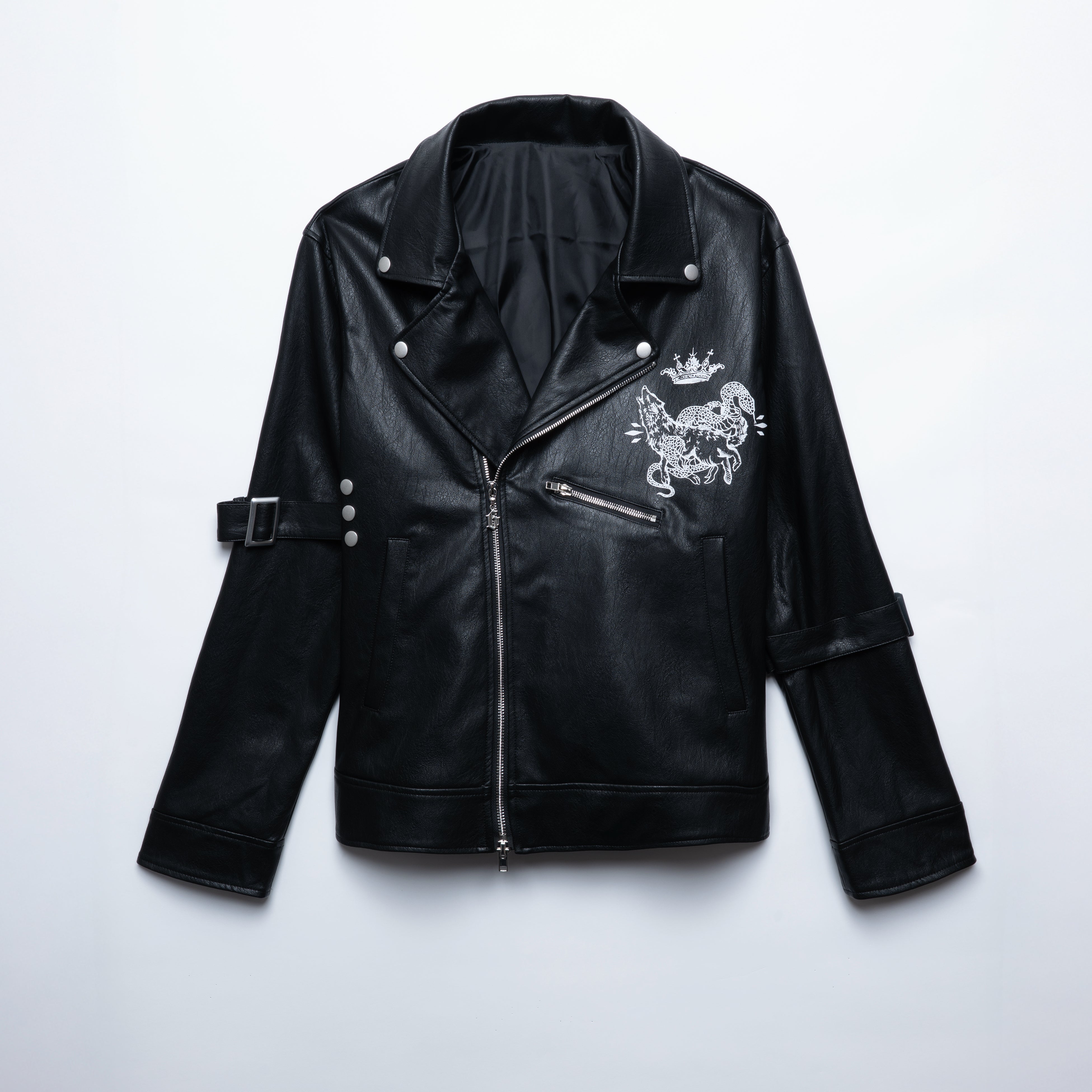 gibous×dependoll wolf snake leather jacket