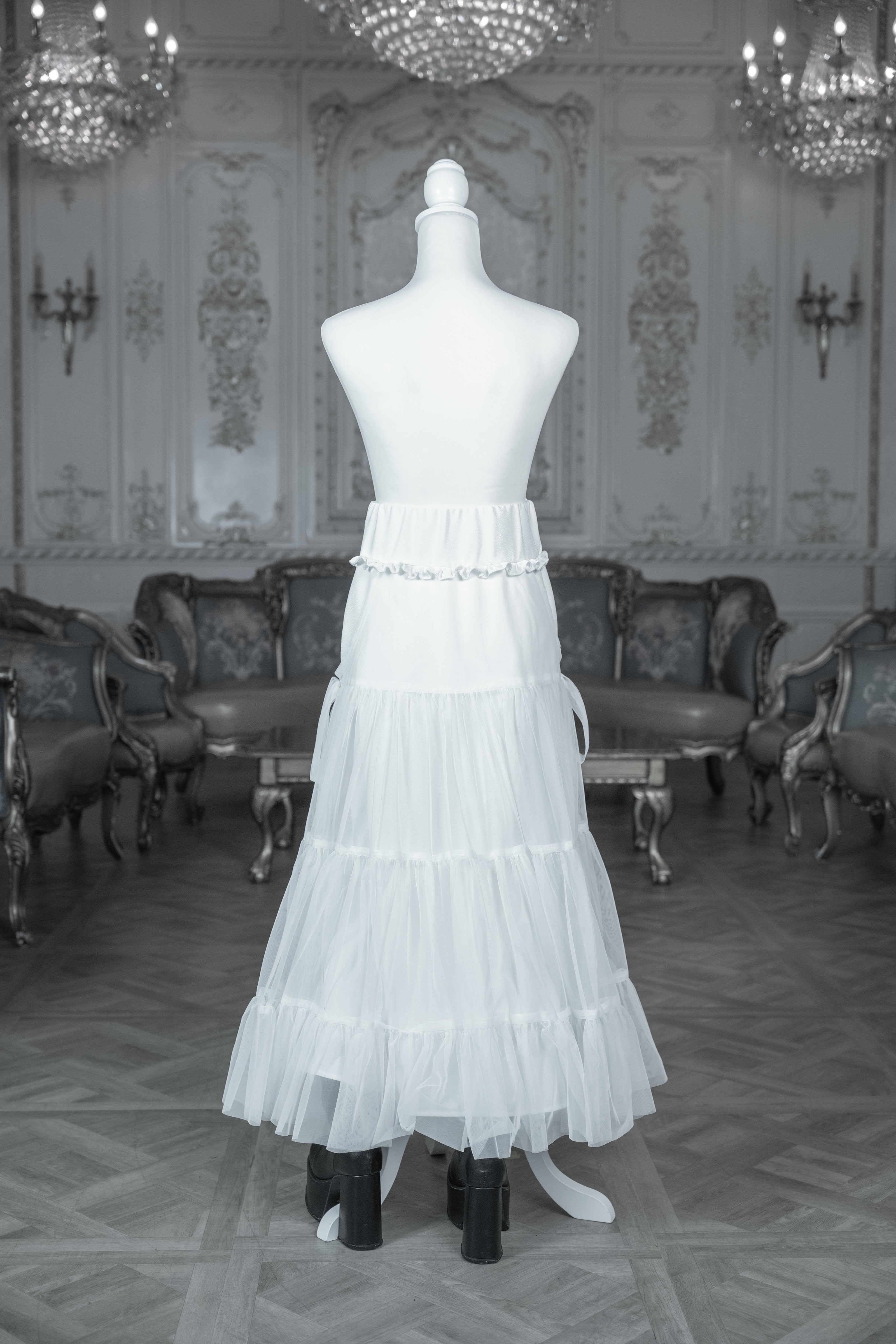 dd side ribbon tulle skirt white