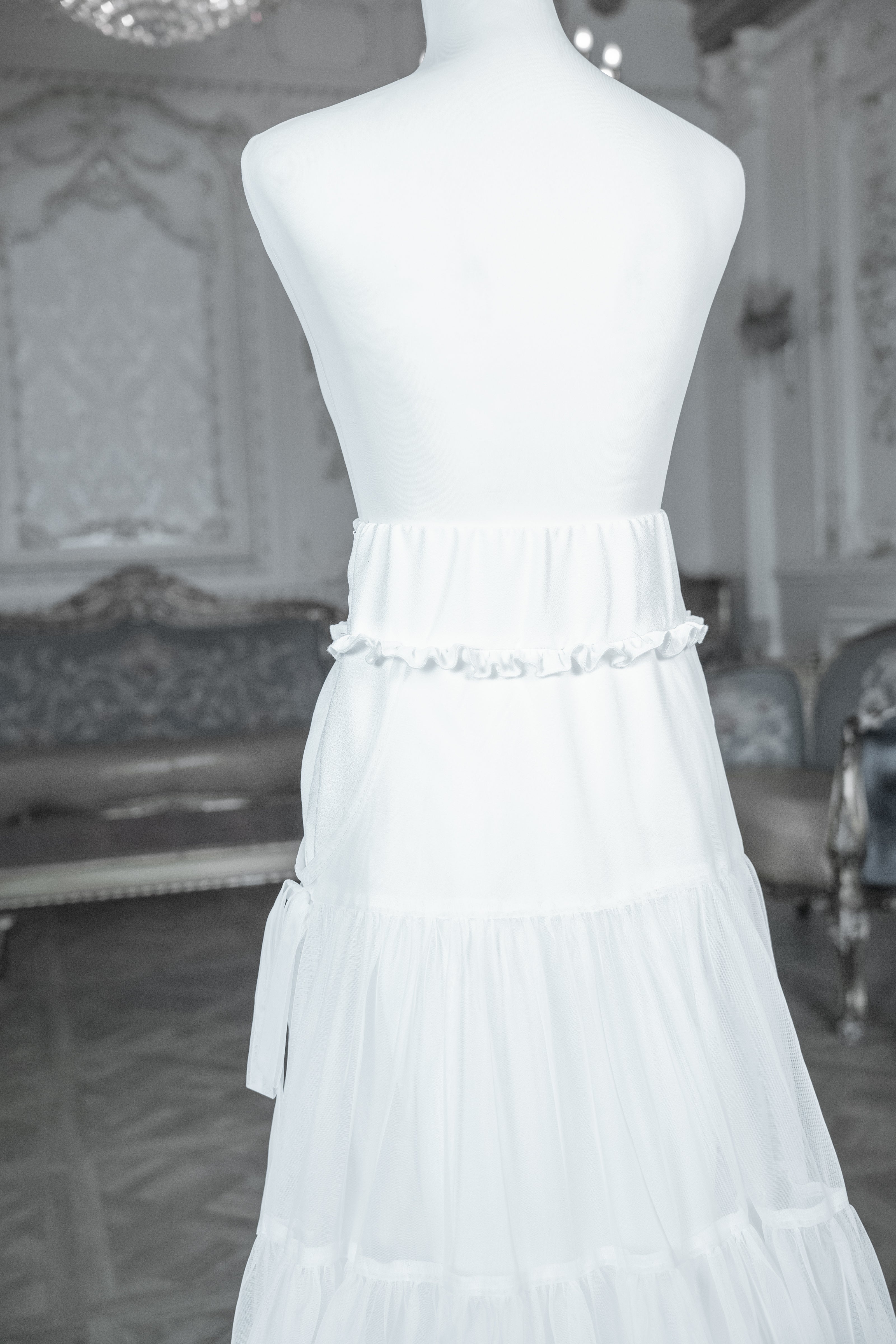 dd side ribbon tulle skirt white