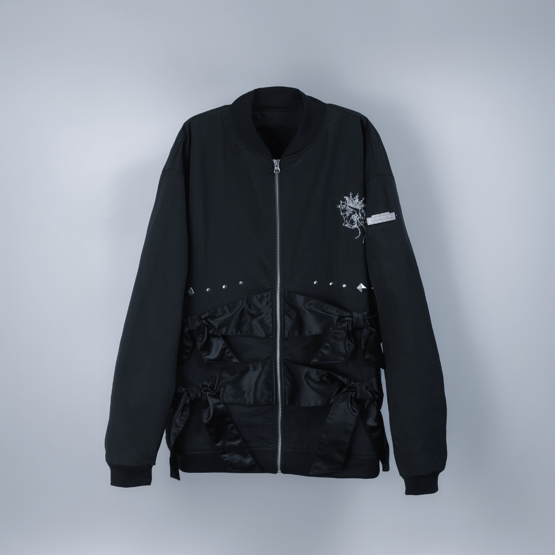 dd double ribbon blouson black