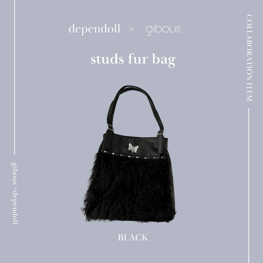 [gibous × dependoll] studs fur bag black