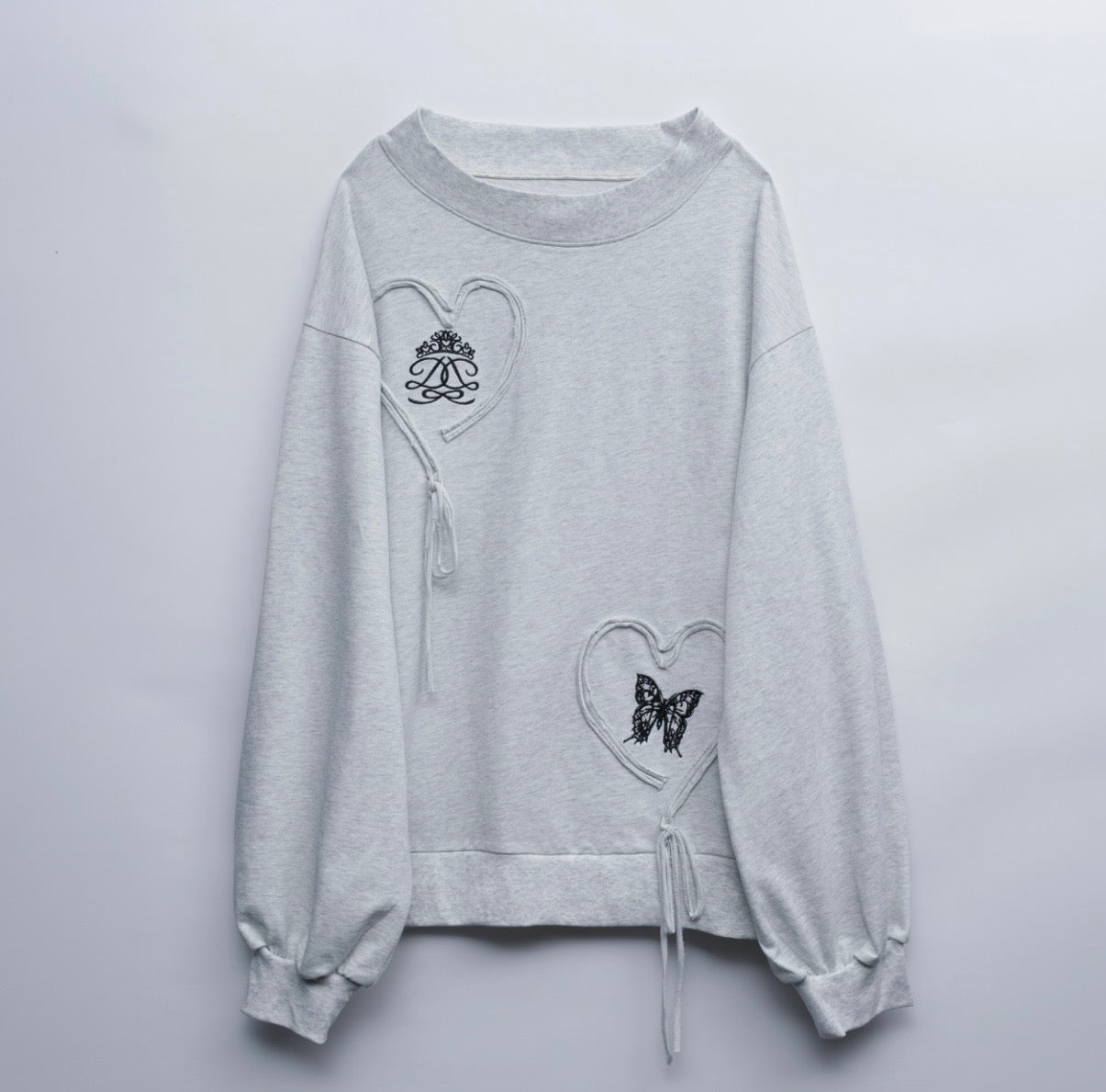 doll heart ribbon sweat grey