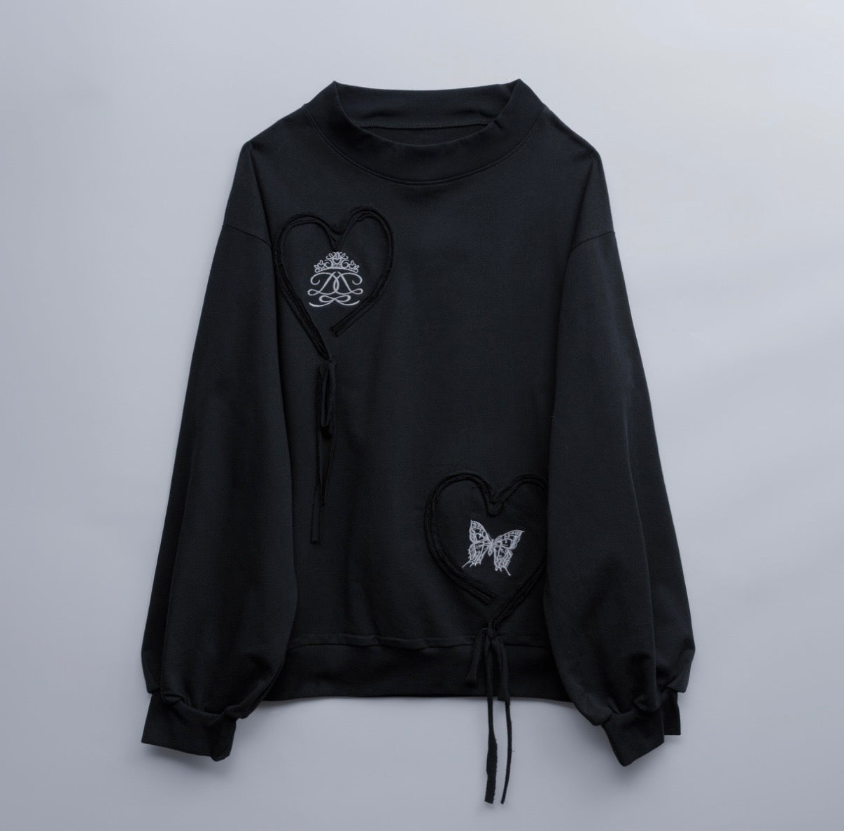 doll heart ribbon sweat black
