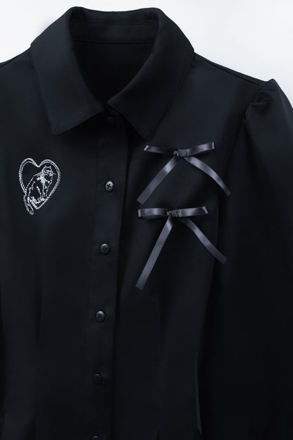 doll cat shirt onepiece black