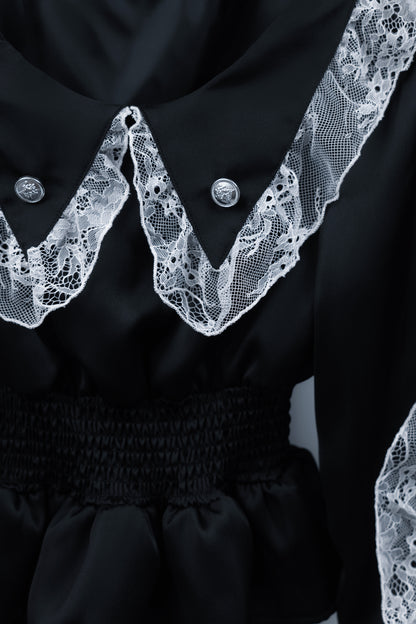 sailor collar frill doll tops black