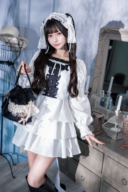 doll ruffle puff one piece white