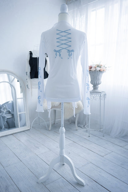 ribbon tatoo sheer tops white