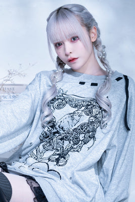 doll cat ribon sweat gray